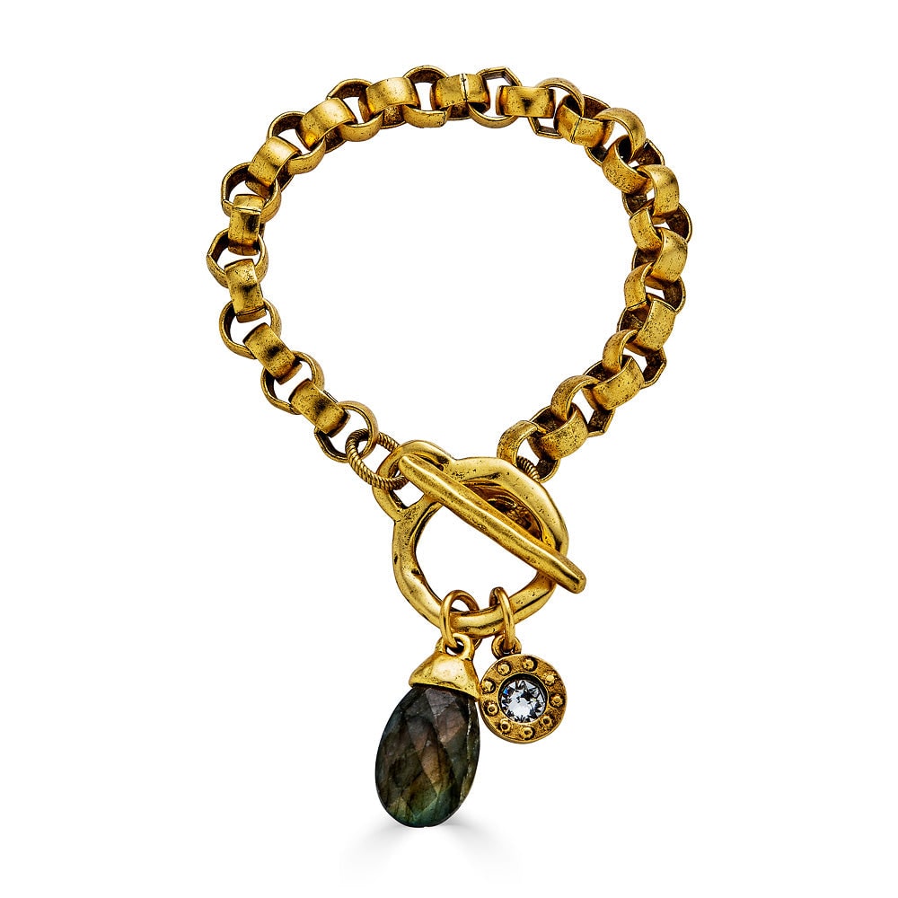 Loni Paul Jewelry Women's Gold / Green Gold Moonstone & Crystal Charm Bracelet In Gold