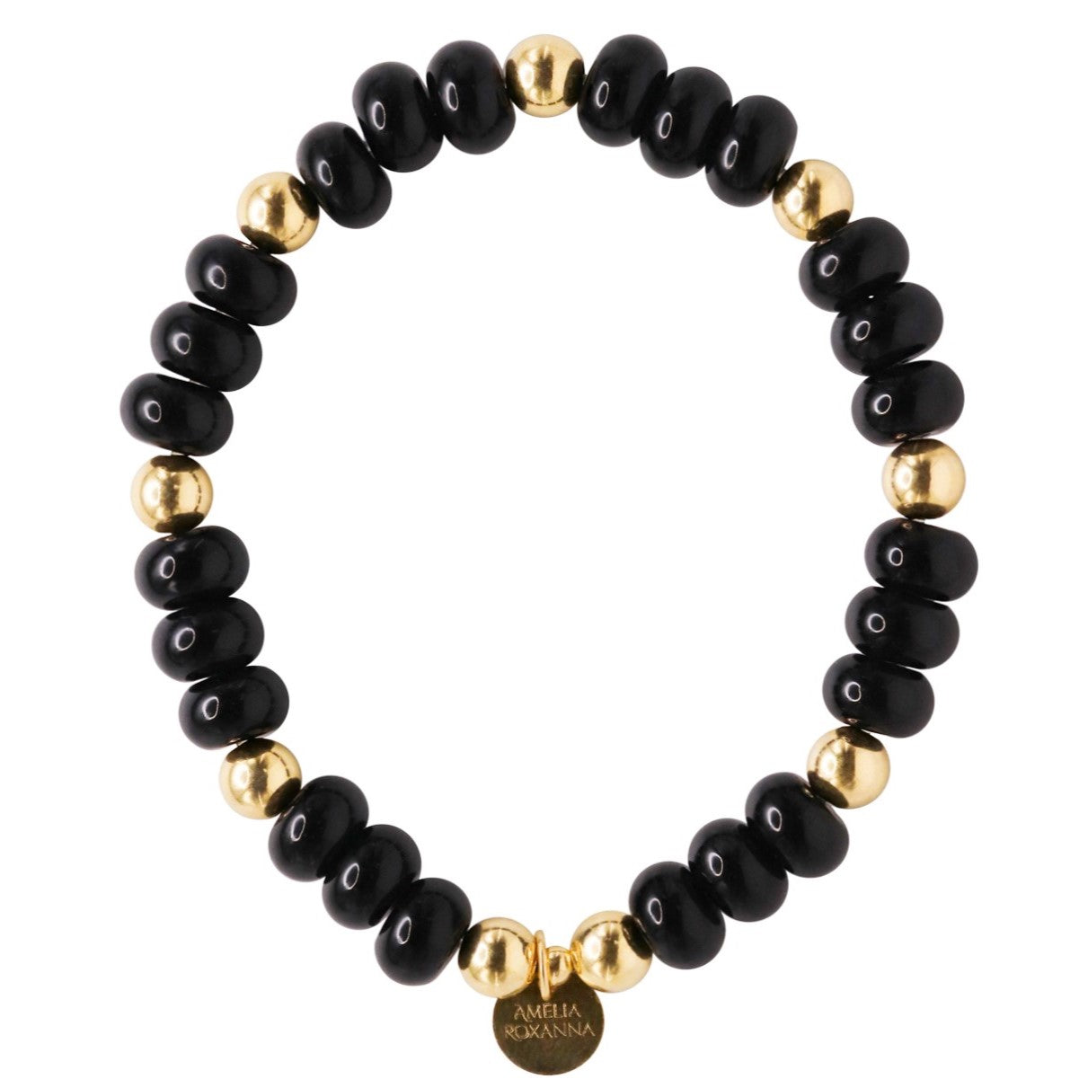 Amelia Roxanna Jewellery Women's Gold / Black Chunky Black Onyx & Gold Bracelet In Multi