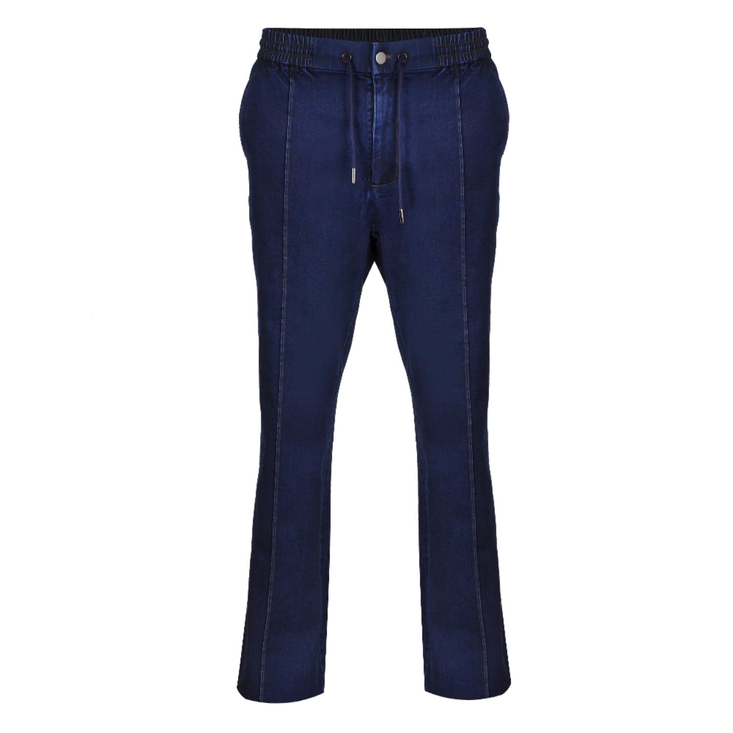 David Wej Men's Vanguard Stretch Denim Loose Fit Drawstring Trouser – Dark Blue In Blue