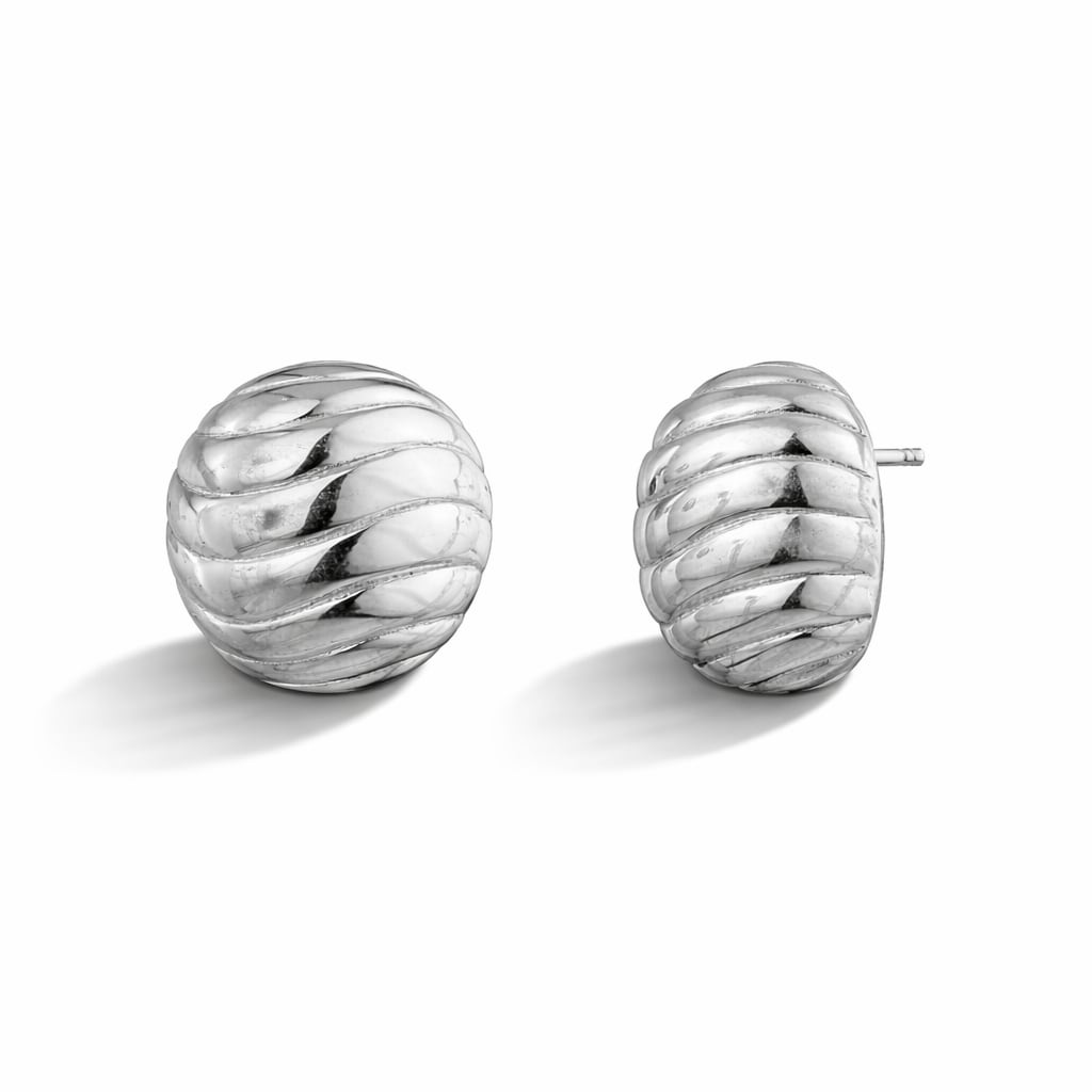 Women's Silver Wave Dome Stud Earrings | Gold & Honey