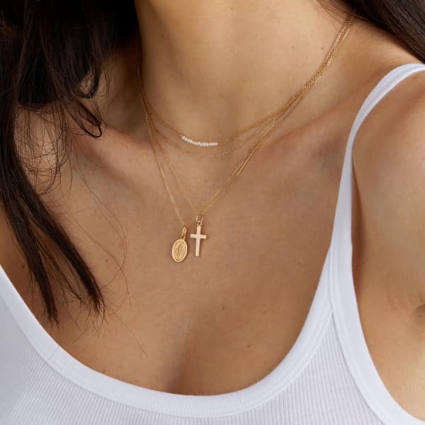 Lily & Roo Solid Gold Cross Pendant Necklace