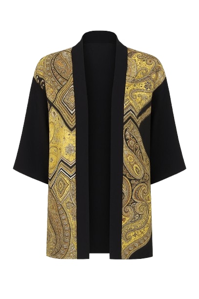 Conquista Women's Black Kimono Style Cardigan In Multi