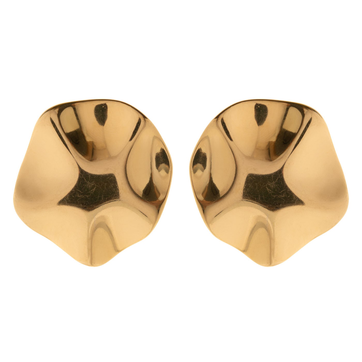 Timi Of Sweden Women's Gold Amélie - Hammered Round Large Stud Earring Stainless Steel