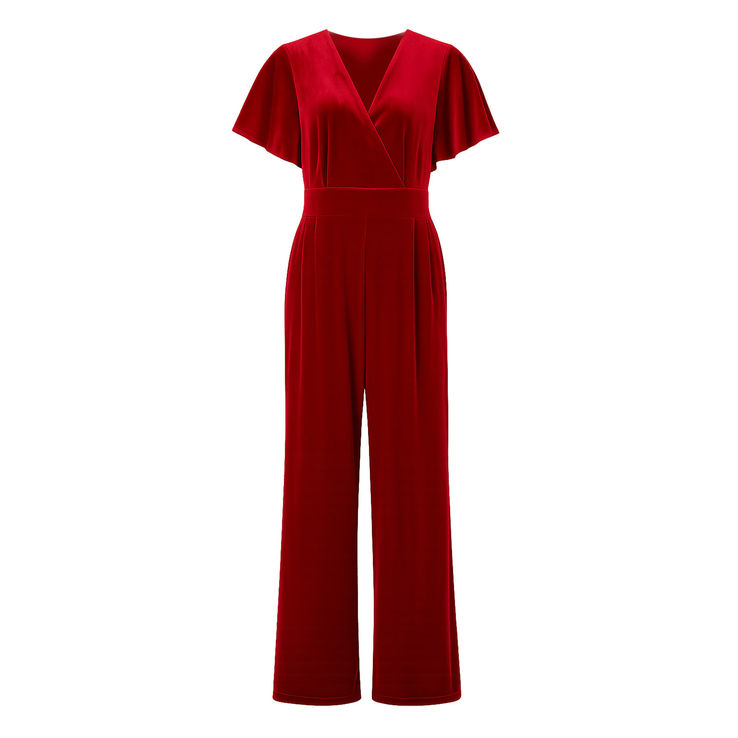 Yumi Women's  Red Jumpsuit With Angel Sleeves In Multi