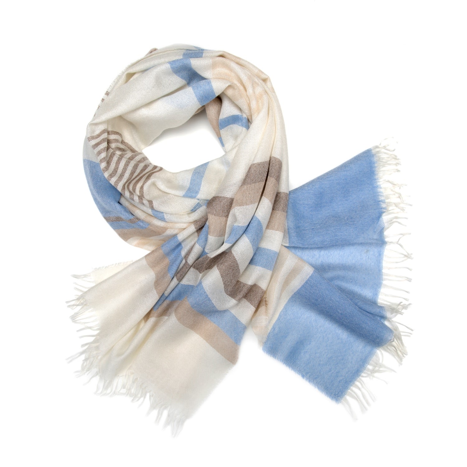 Women’s Blue Weekender Azure Stripe Cashmere & Silk Scarf Kinalba