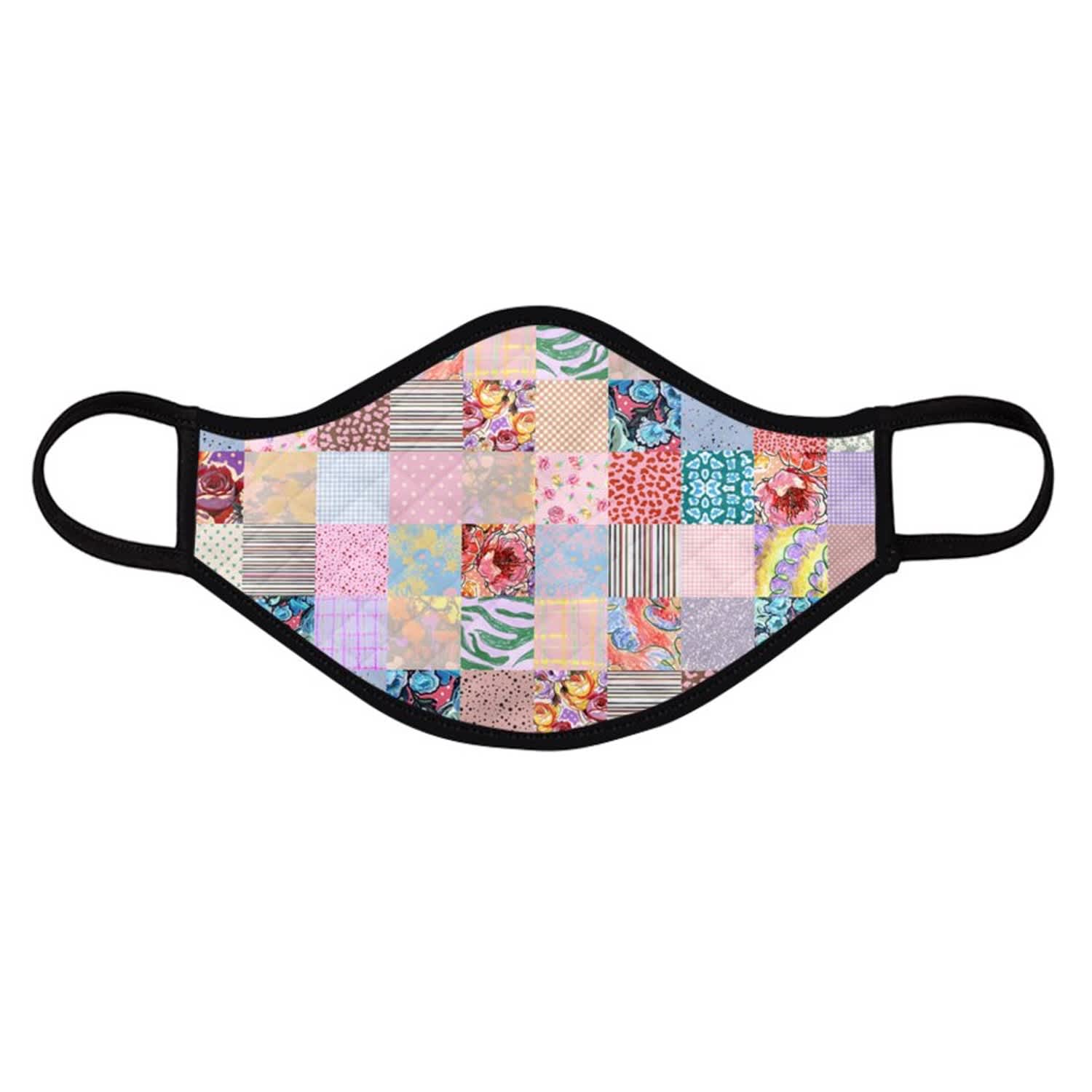 Patchwork Print Face Mask Kikina Designs Wolf Badger
