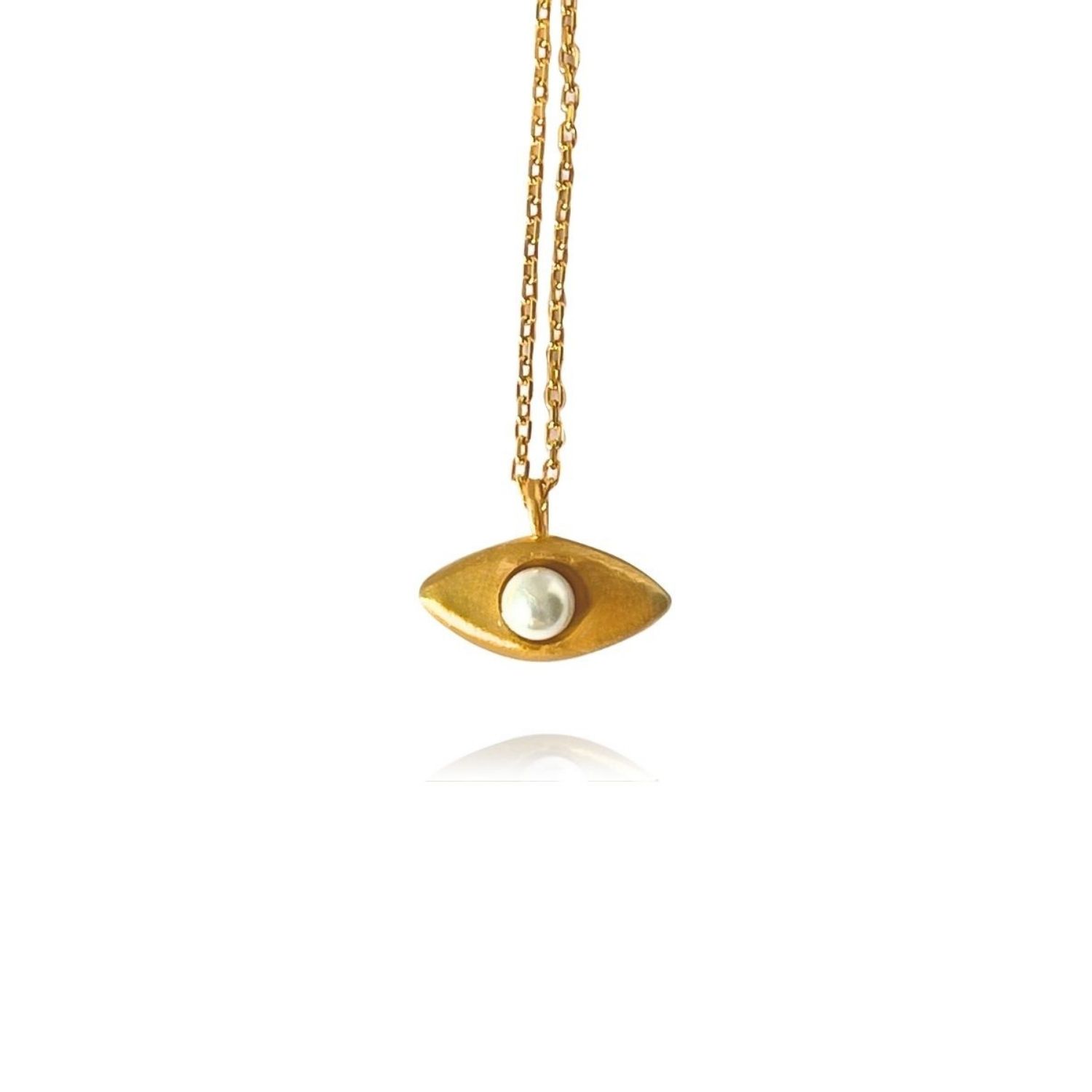 Linya Jewellery Women's Gold Aura Minimal Pearl Eye Necklace In Gold