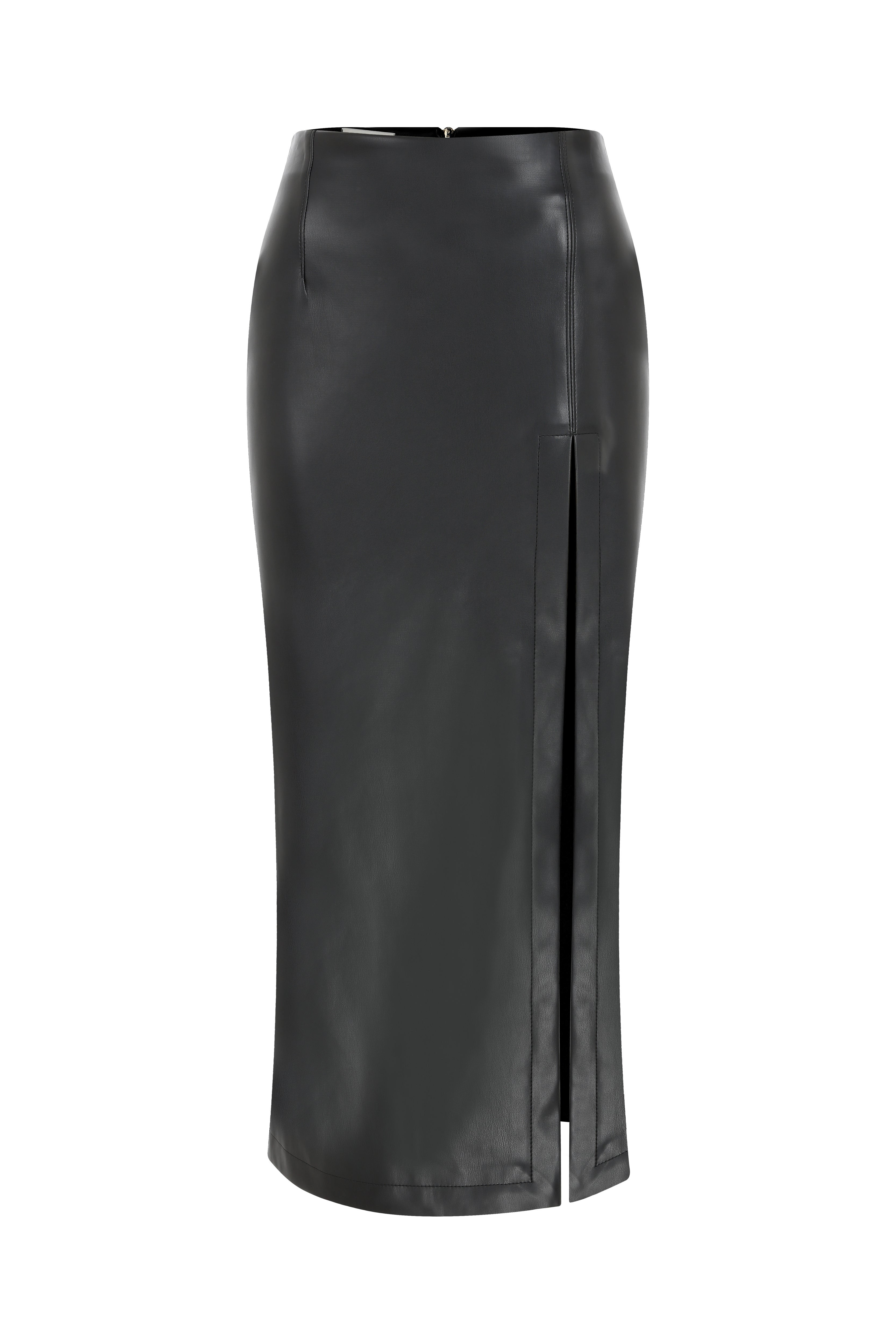 Nazli Ceren Women's Black Lea Vegan Leather Midi Skirt In Black
