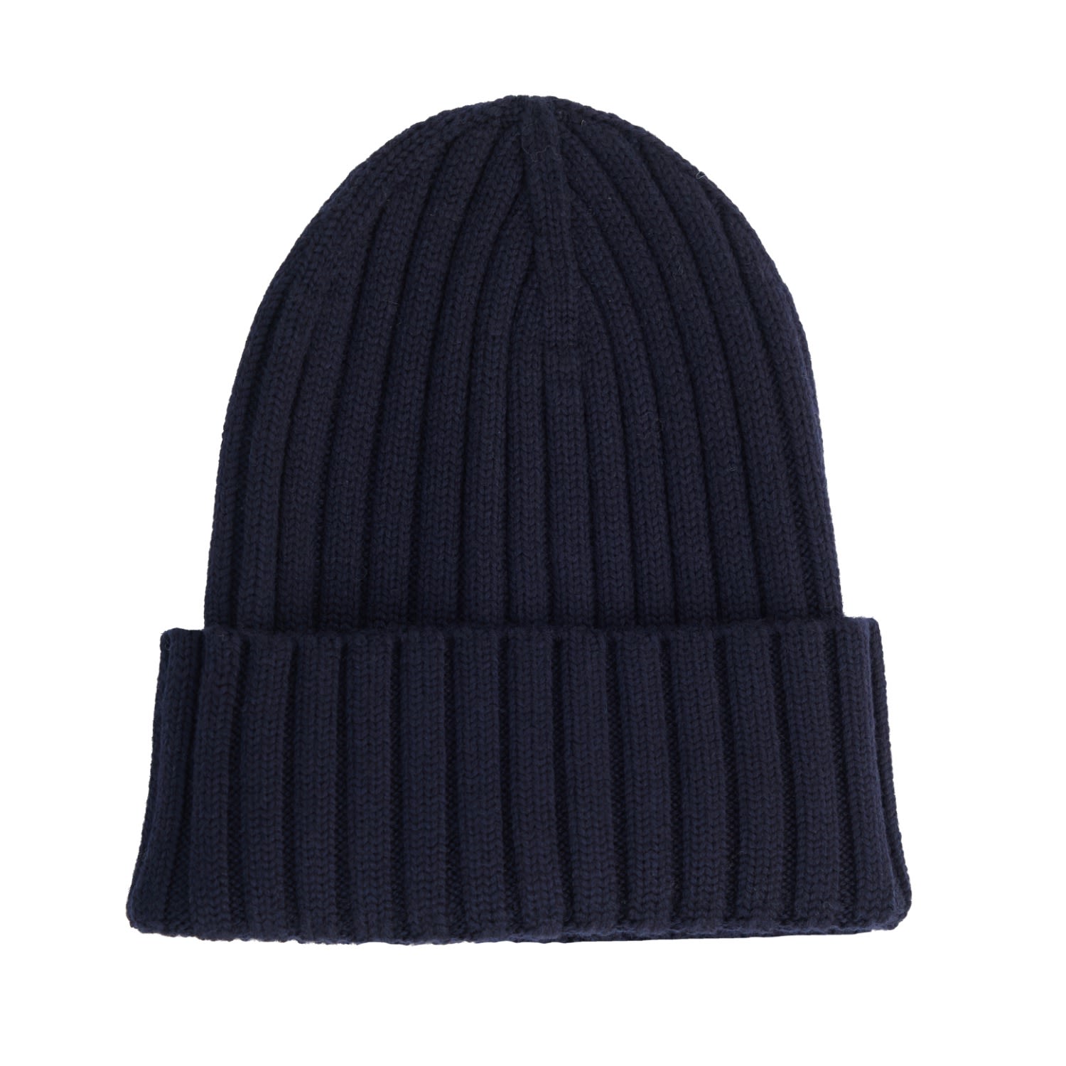 Women’s Solid Rib-Knit Hat With A Foldover Cuff Dark Blue One Size Julia Allert