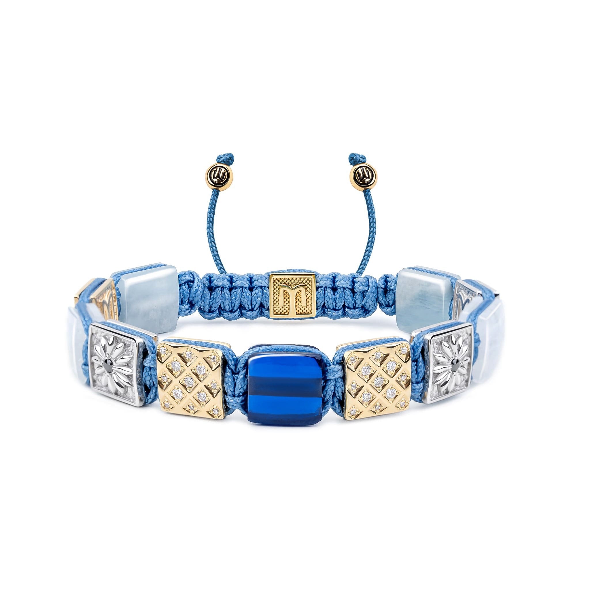 Mahigan Women's Blue / Silver / Gold Sky Blue Macrame Bracelet With Blue Sapphire In Gold & Silver