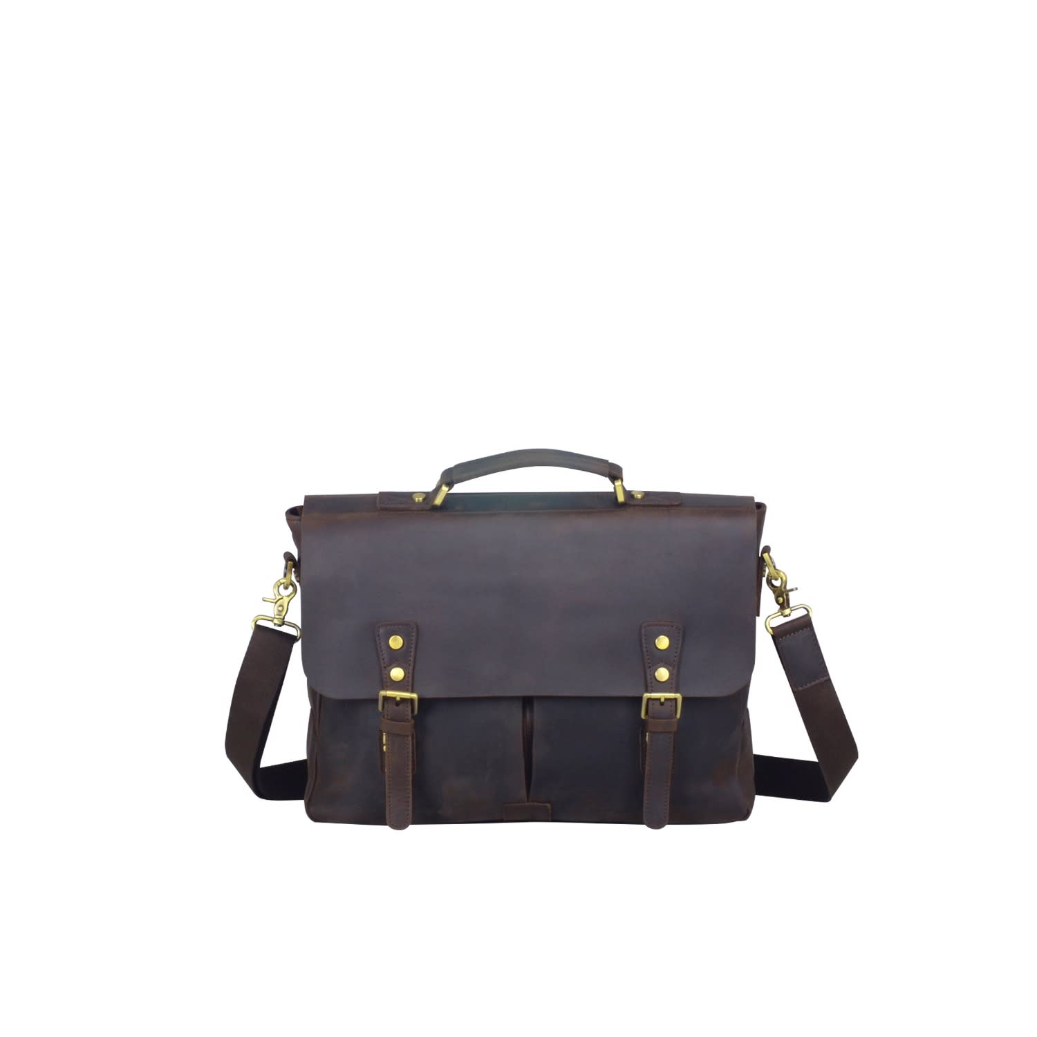 worn leather messenger bag