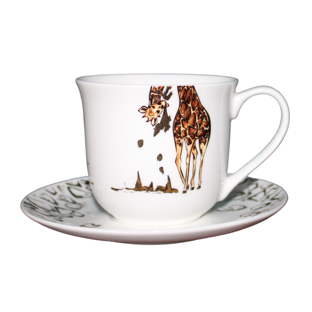 Gold Amboseli Giraffe Tea Cup & Saucer Milly Sands