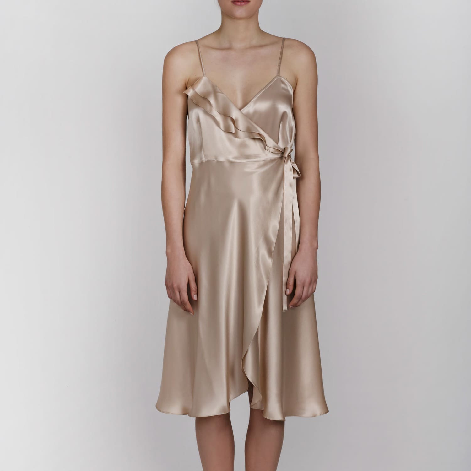 beige silk dress