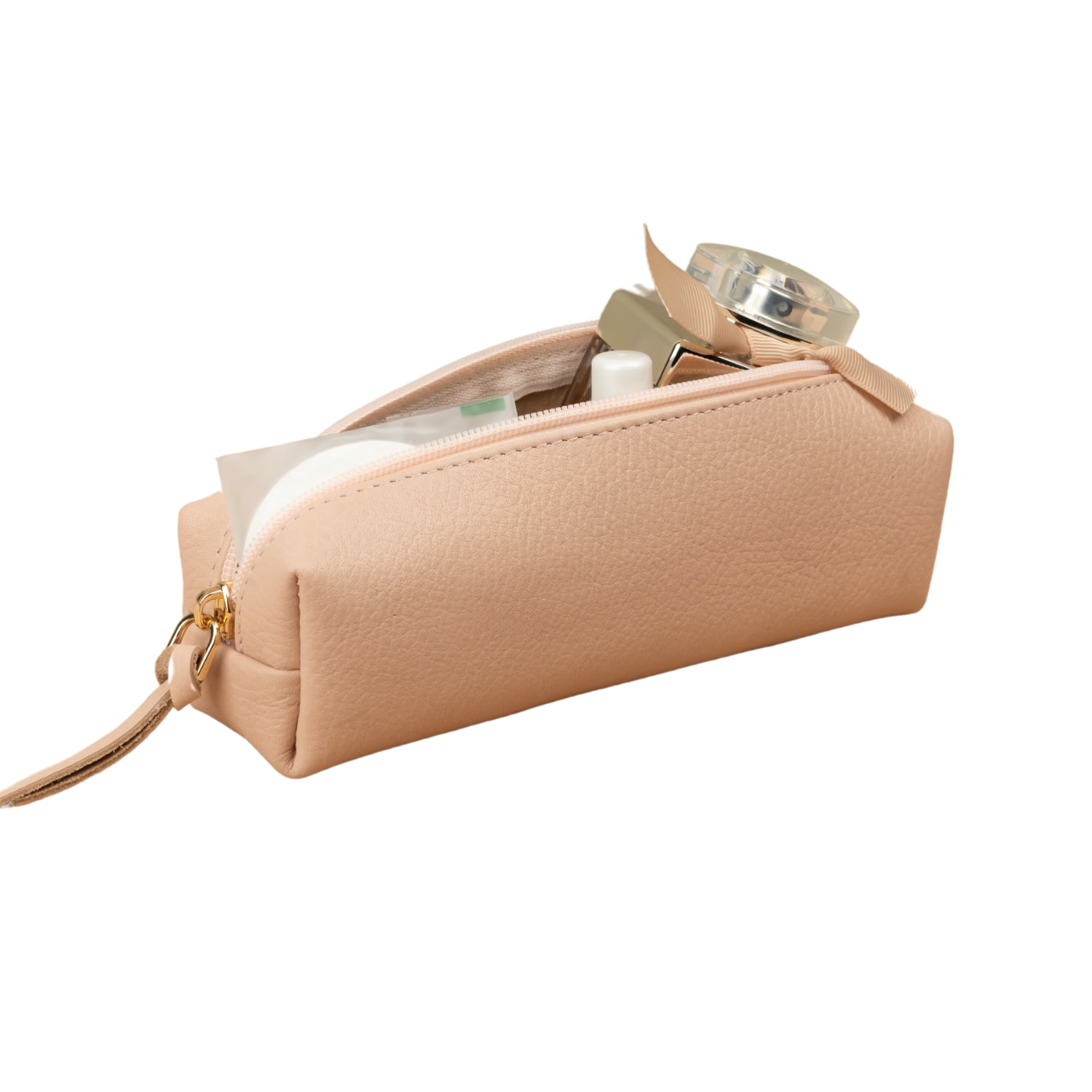 Leathere Women's Rose Gold Elegant Leather Makeup Bag - Dusty Rose - Aurora