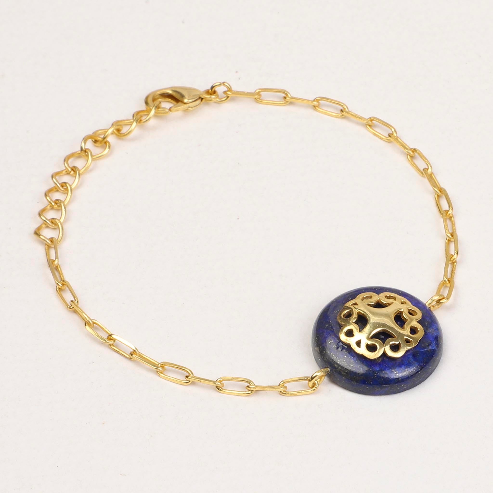 Lila Rasa Women's Gold / Blue Lapis Lazuli Bracelet With Filigree Melange In Multi