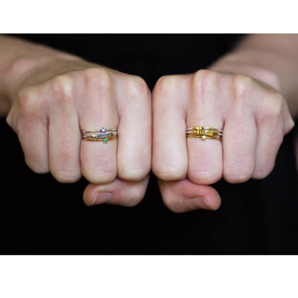 GUCCI WOMEN'S GOLD / SILVER TINY HEARTS RING SILVER & GOLD