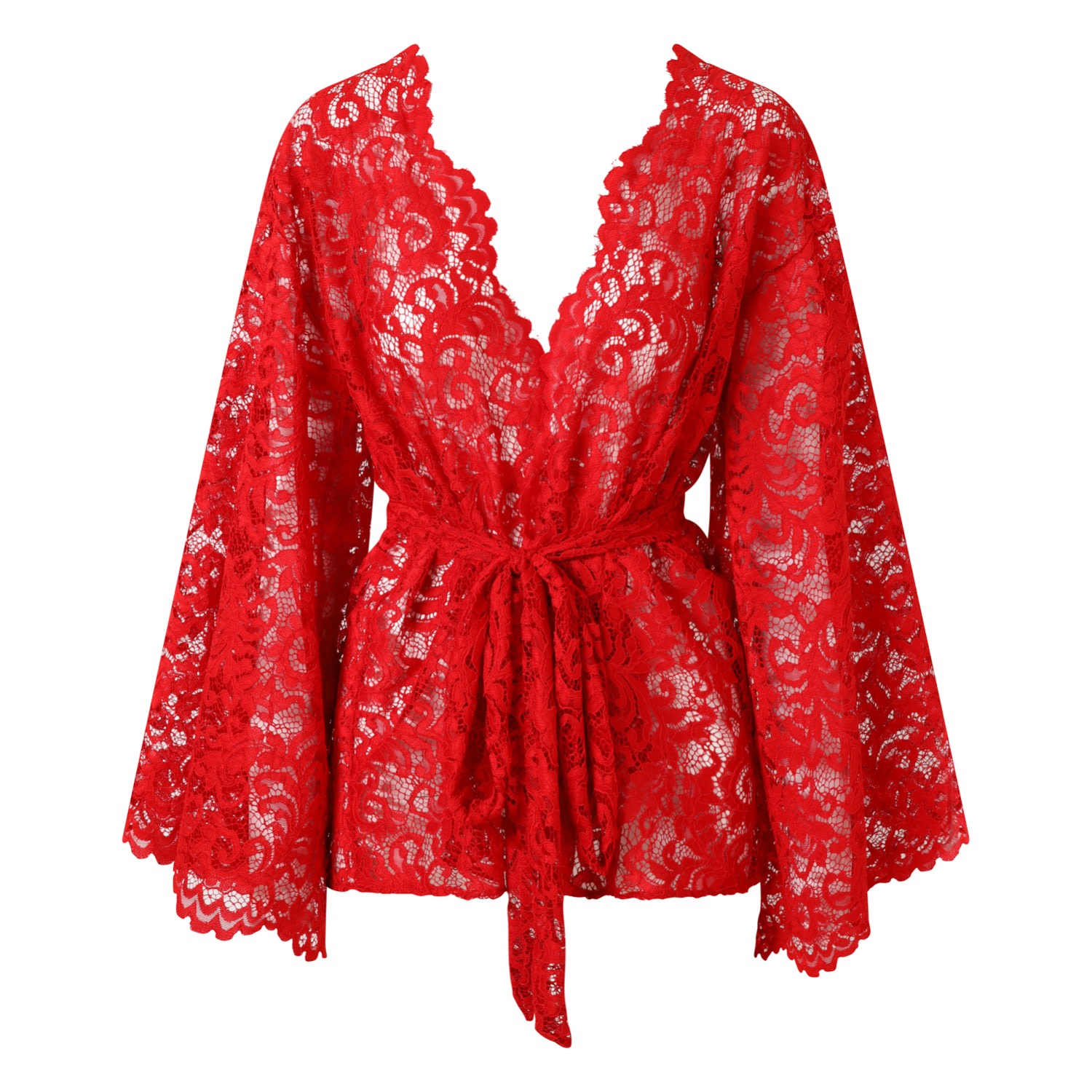 Women’s Valentina Cherry Red Short Kimono Large Belle-Et-Bonbon