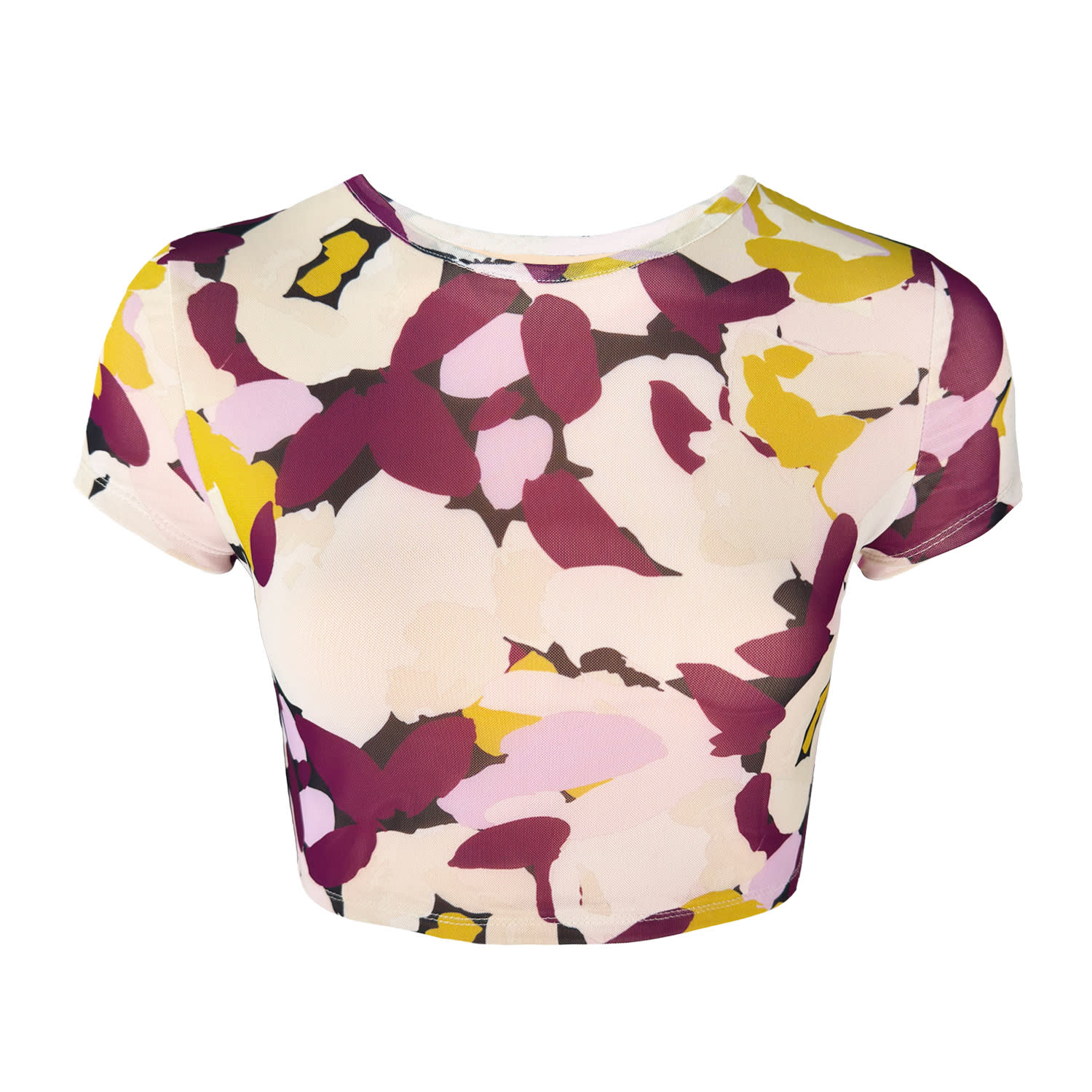 Bontemps Women's Pink / Purple The Gjalene Cropped Babydoll Shirt - Flora Stina Aubergine In Pink/purple