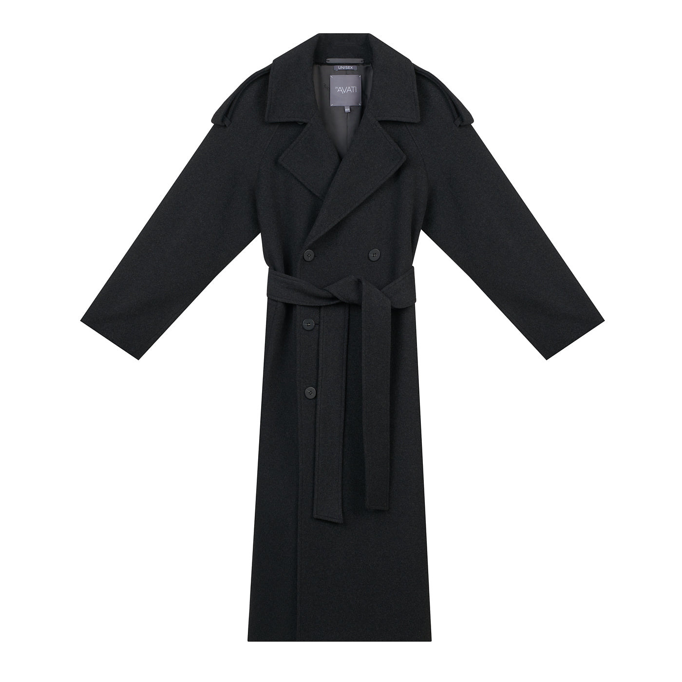 Inavati Women's Grey Unisex Long Anthracite Double-breasted Wool Coat In Gray