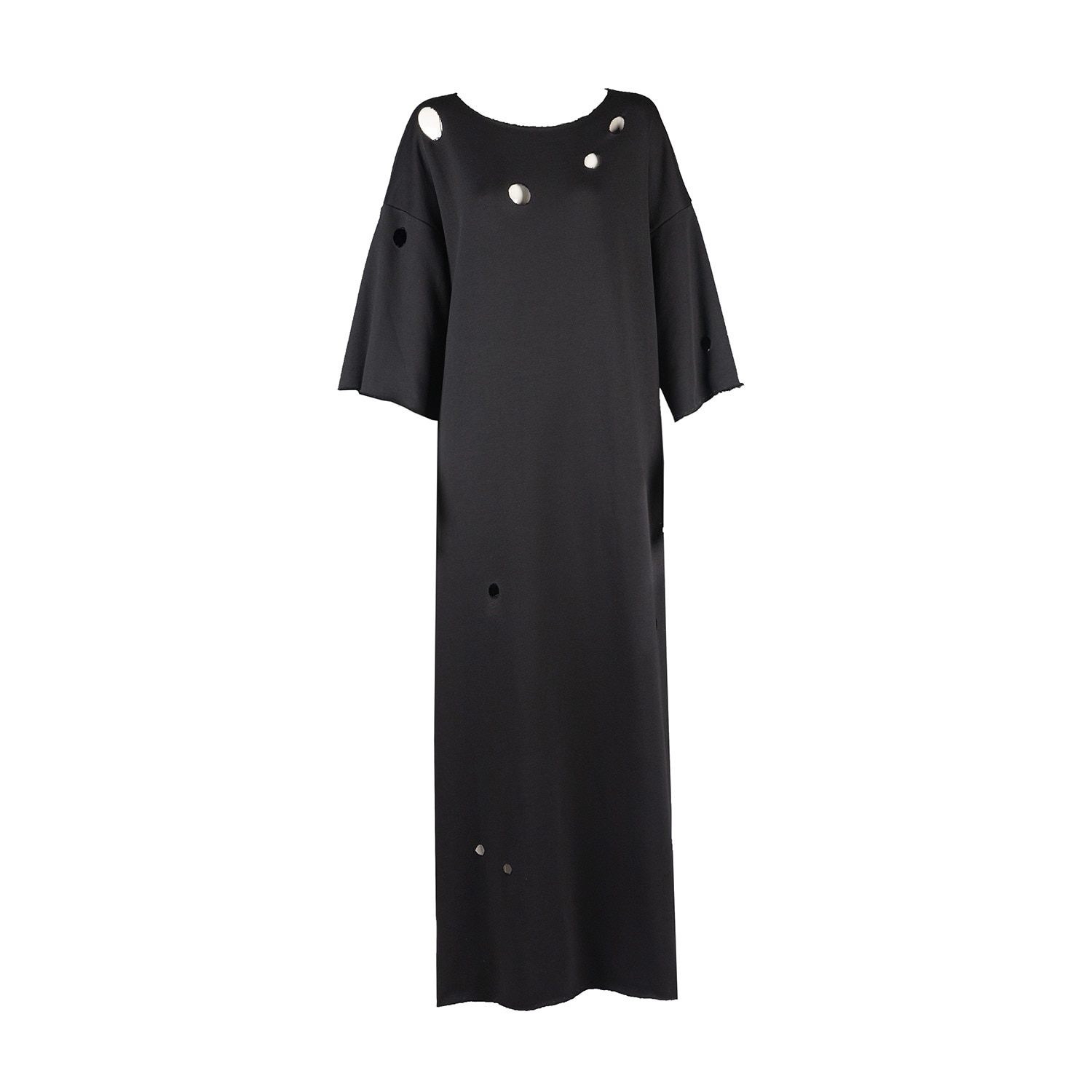 Women&rsquo;s Black Oversized Sweatshirt Dress With Holes | Large | Una Berzina