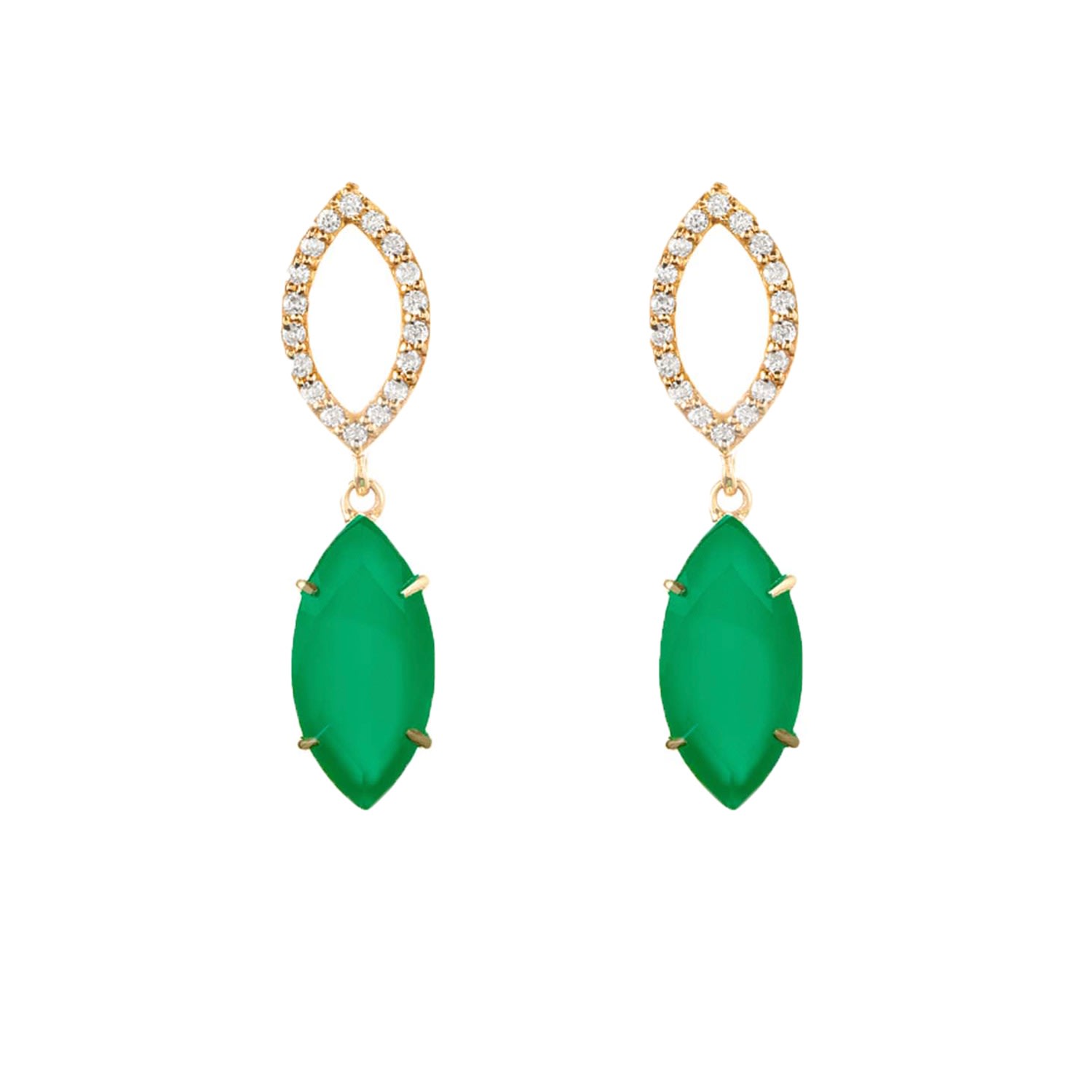 Women’s Gold / Green Agate & Diamond Earrings Augustine Jewels