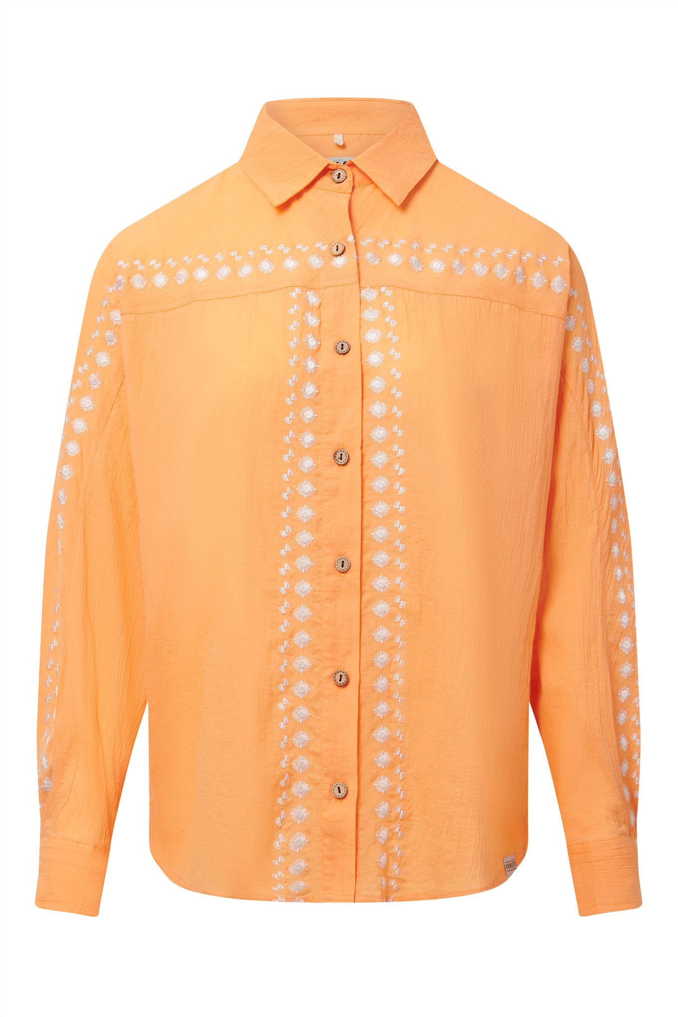 Komodo Women's Yellow / Orange Hanako - Organic Cotton Embroidery Shirt Cantaloupe