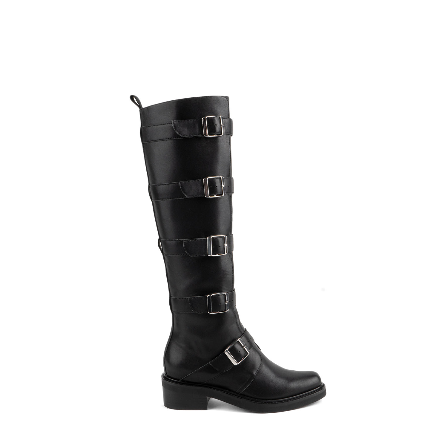Intentionally Blank Women's Pile Up Knee High Biker Boot-black In Black