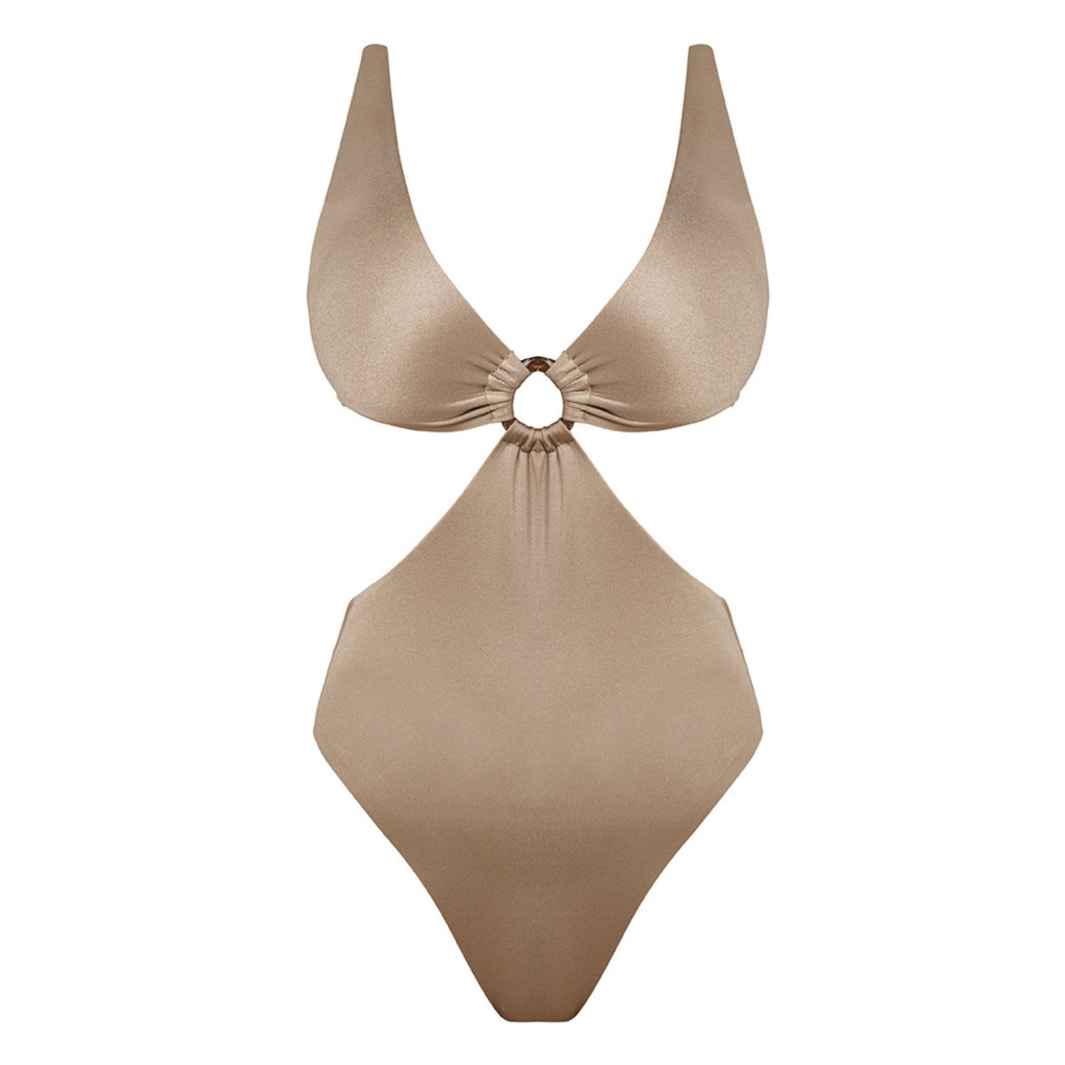 Women’s Gold Toffee Cutout Ring Detail One Piece Swimsuit Large Cliché Reborn