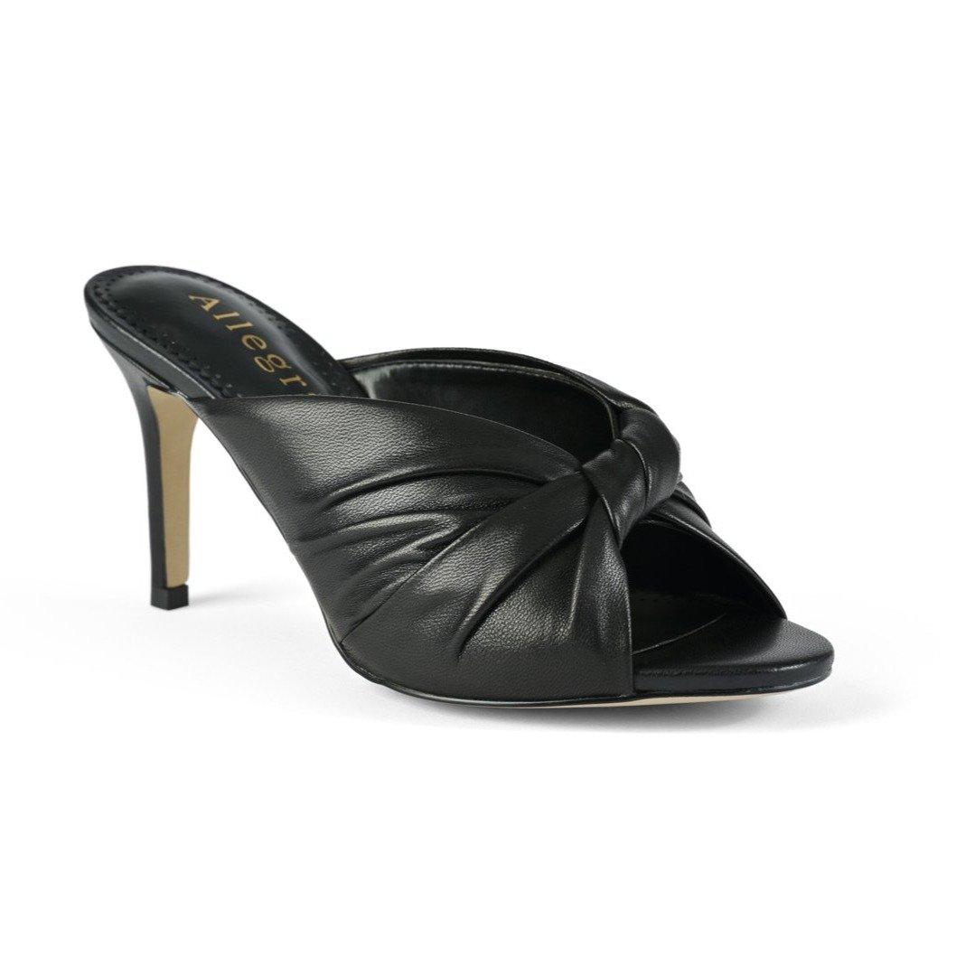 Allegra James Women's Amo Black Leather Rouched Evening Party Sandal In Black