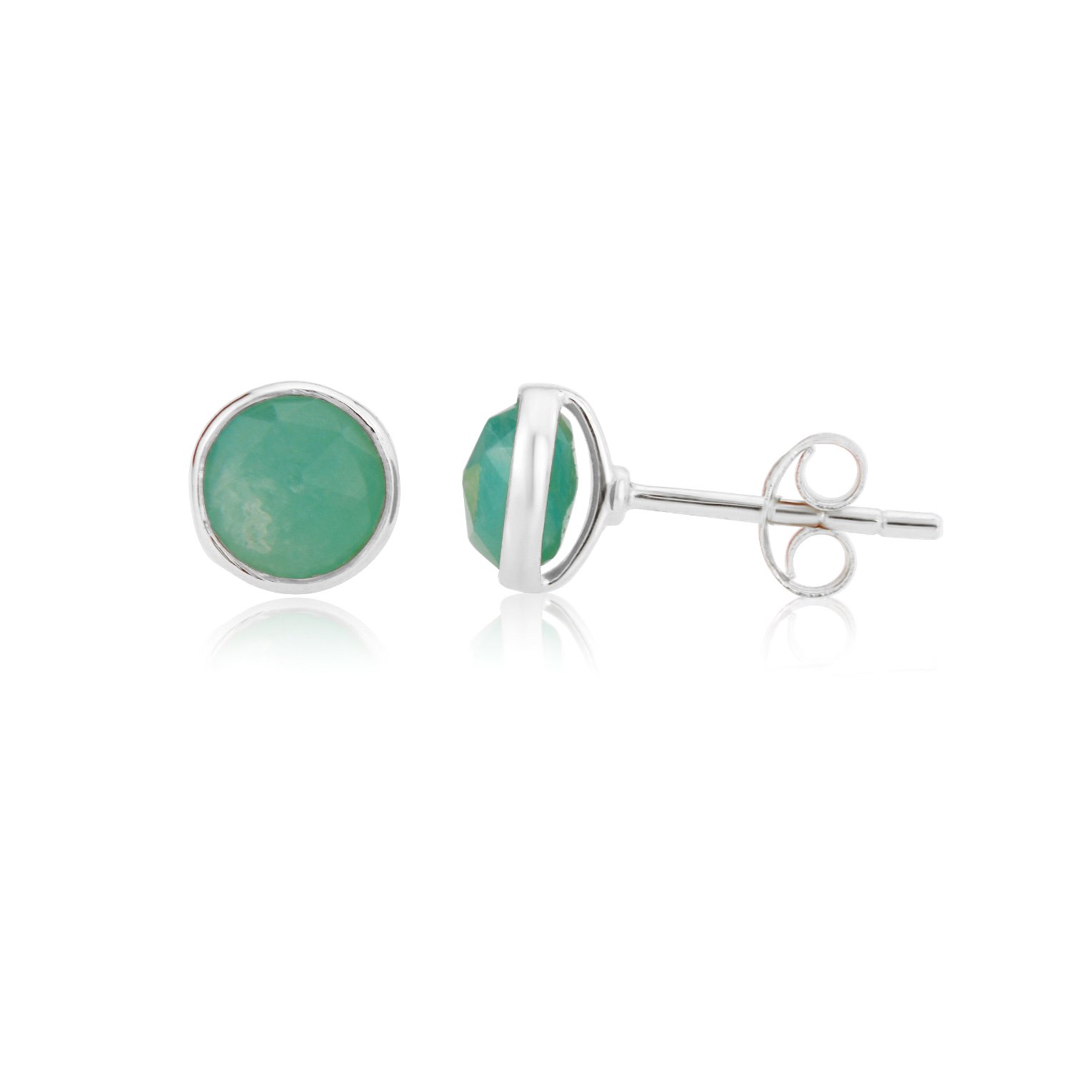 Auree Jewellery Women's Silver / Blue / Green Savanne Sterling Silver & Amazonite Stud Earrings