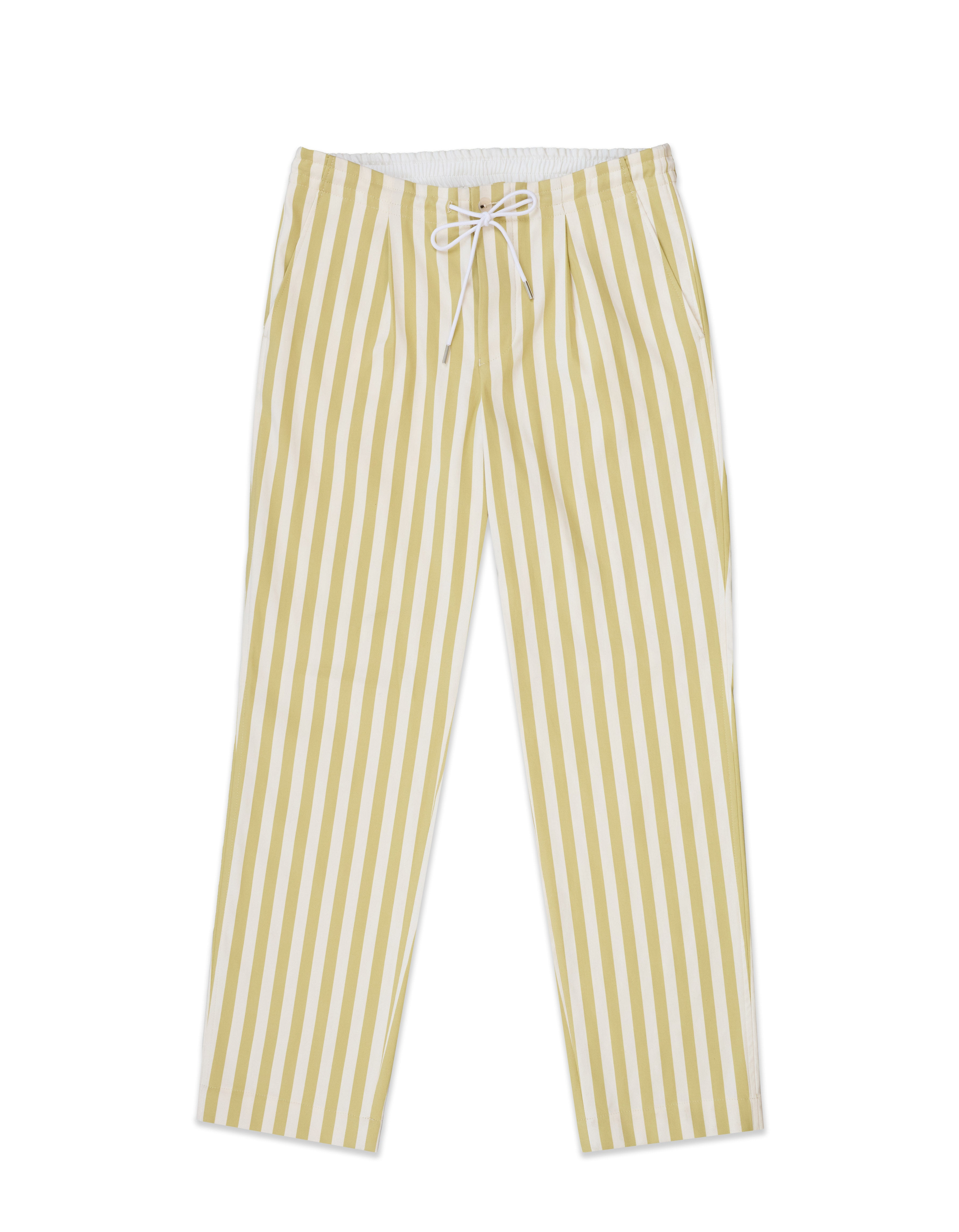 Gresham Blake Men's Neutrals Ecru Stripe Drawstring Trouser