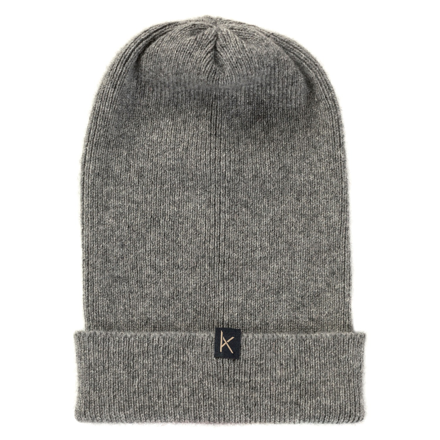 Women’s Mid Grey Micro-Rib Cashmere Beanie Hat Kinalba