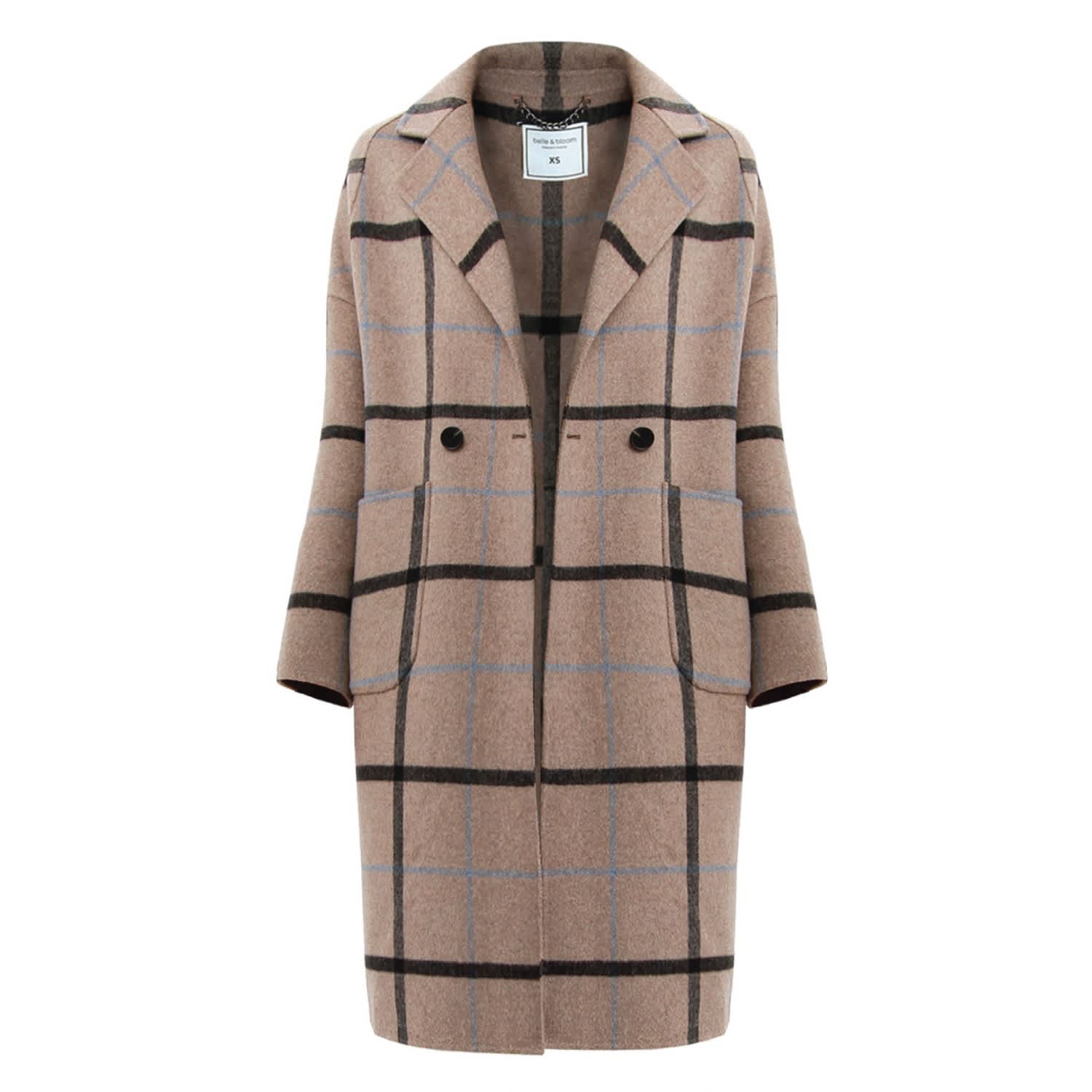 Publisher Double-Breasted Wool Blend Coat - Oat Plaid, Belle & Bloom