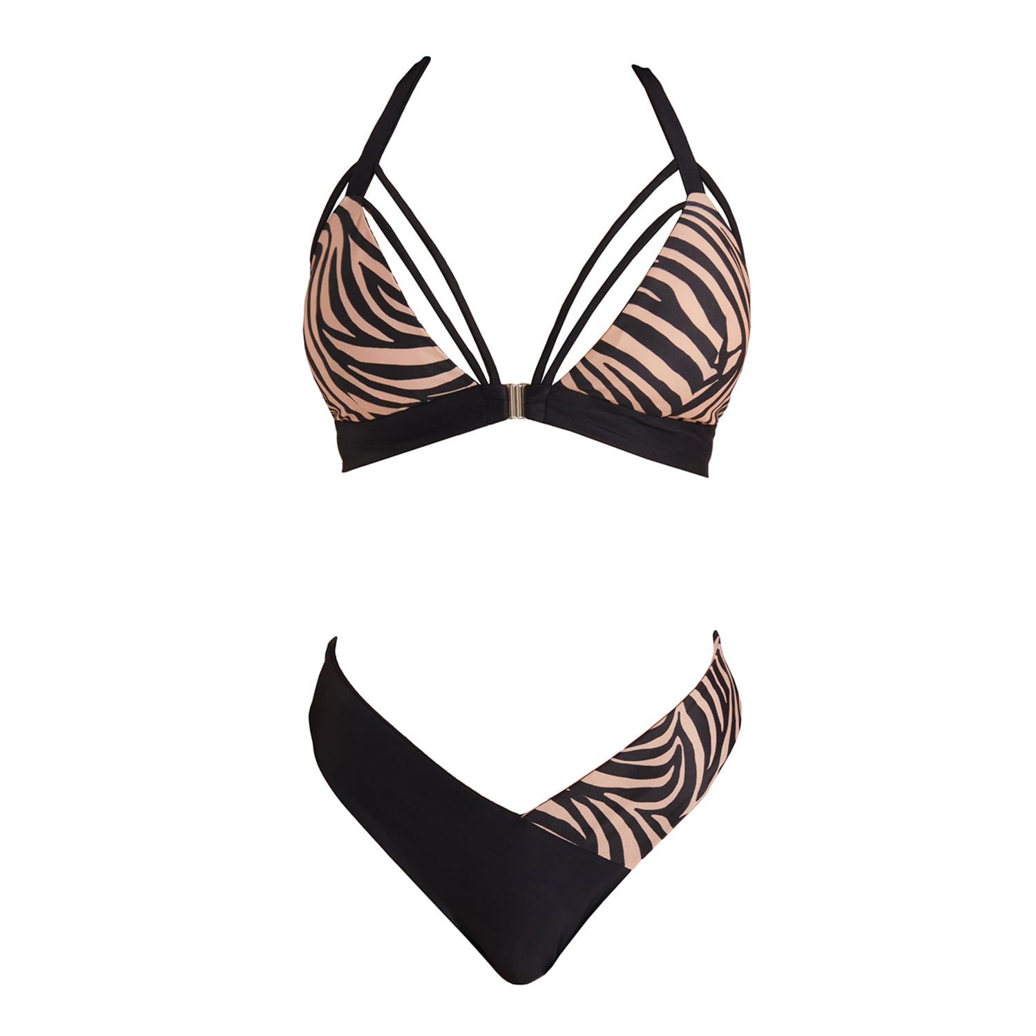 Sancha The Brand Women's Black / Neutrals Dissuo Zebra Bikini In Black