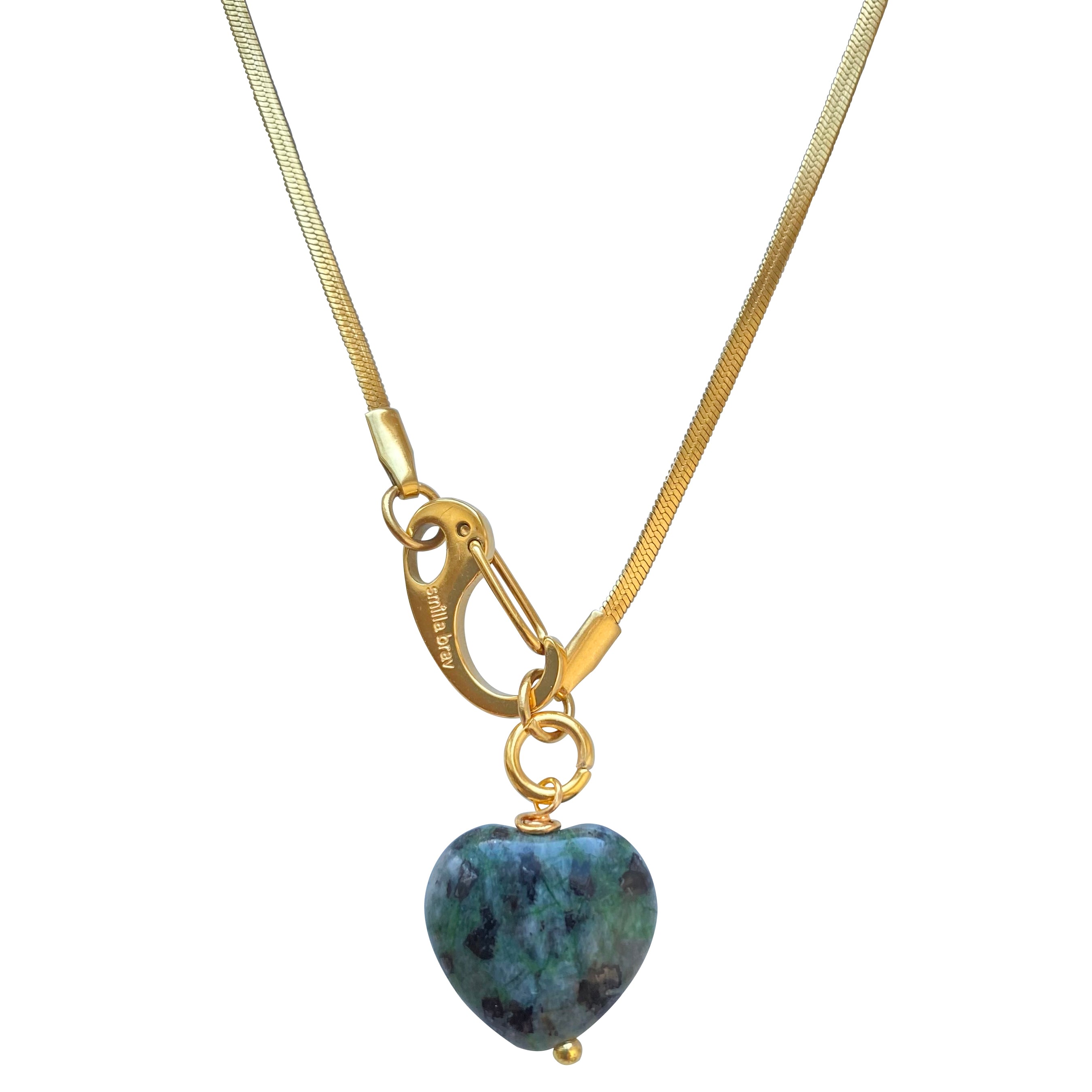 Women’s Gold / Green Jaspis Heart Necklace Tara Smilla Brav