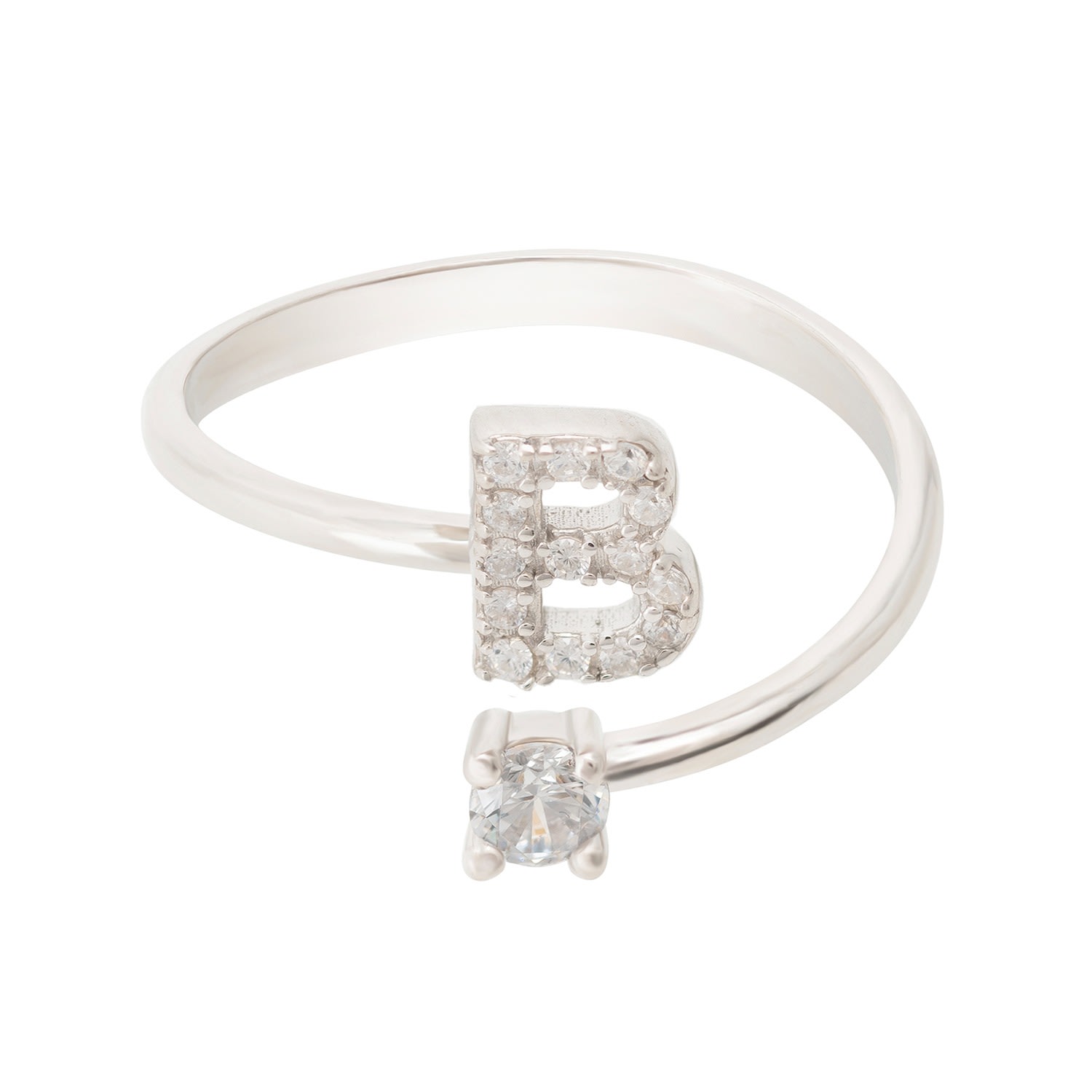 Women’s White / Silver Initial Ring Silver B Latelita