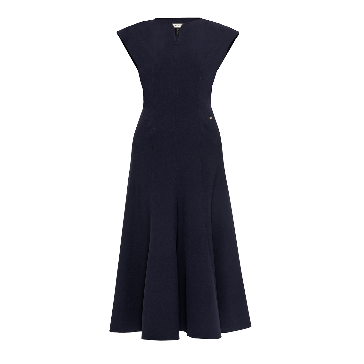 A-Line Midi Dress Navy Blue | Nissa | Wolf & Badger