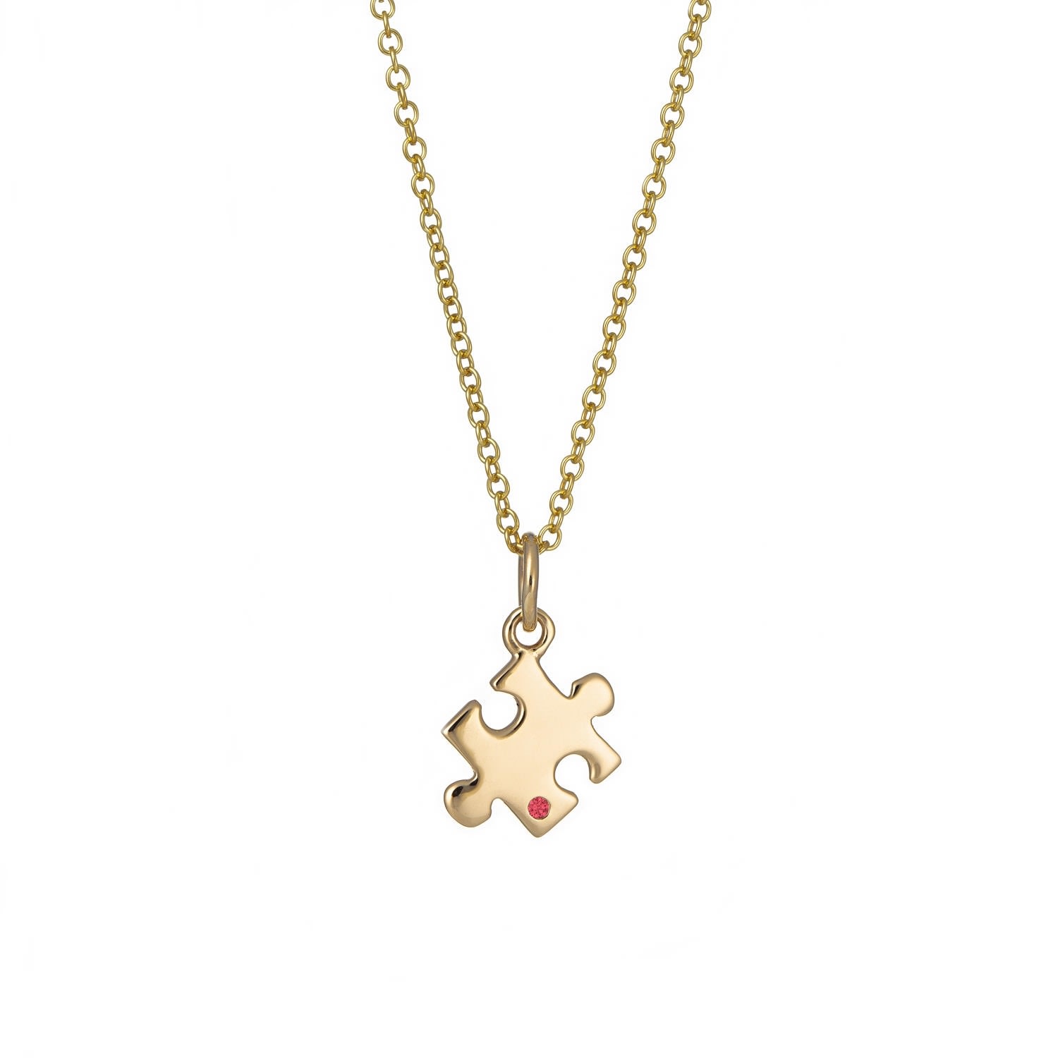 Women’s Solid Gold Jigsaw Necklace With Ruby Lily Charmed