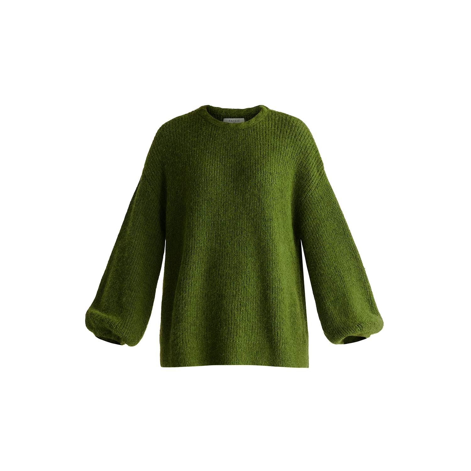 Paisie Women's Balloon Sleeves Jumper With Cable Details In Green