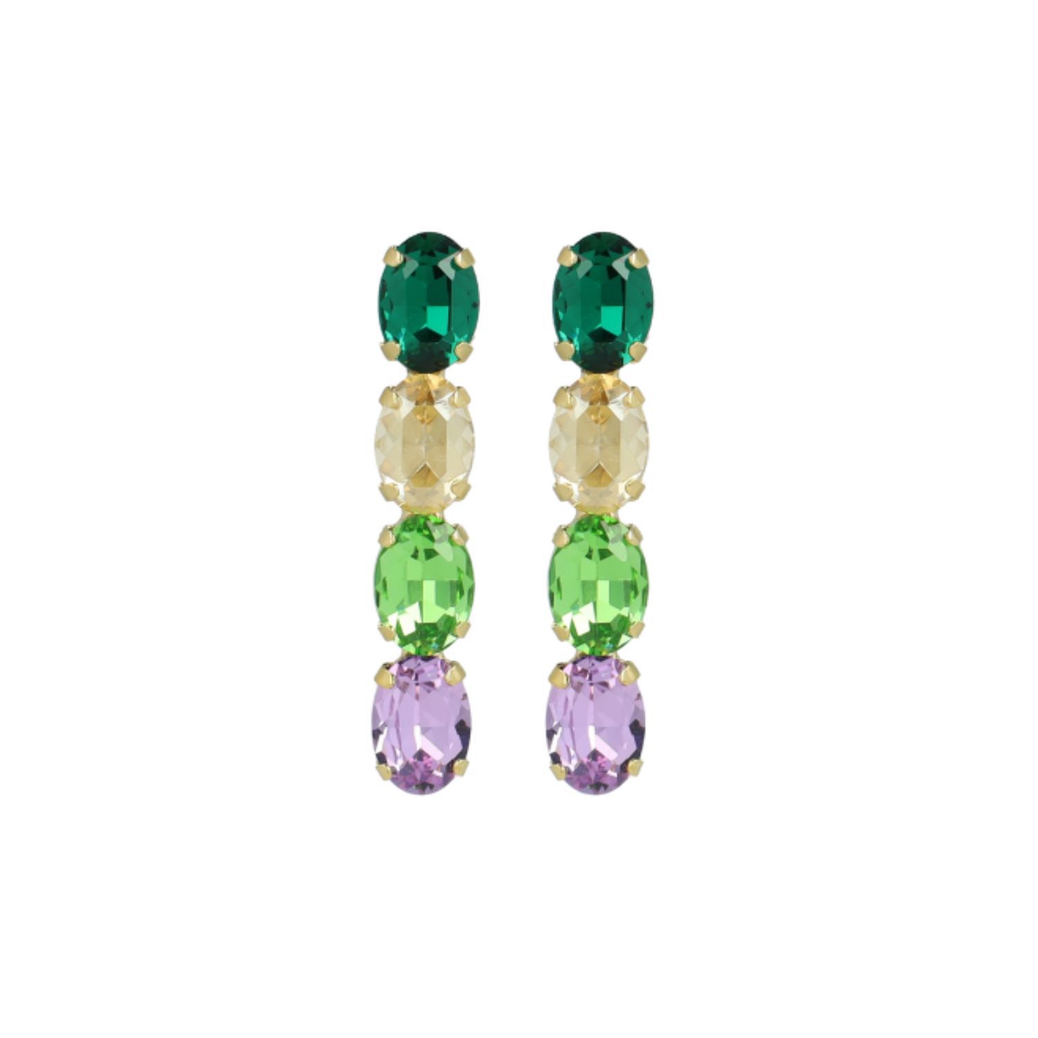 Lott. Gioielli Women's Pink / Purple / Green Maudi Earrings Oval Waterfall Four Stones S Mix