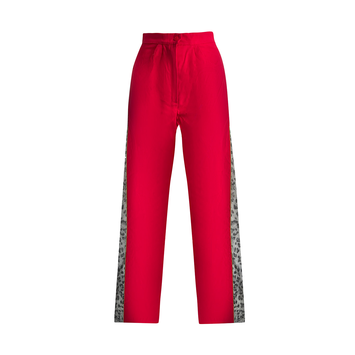 Toma Women's Funky Red  Wide Leg Pants With Side Detail In Red