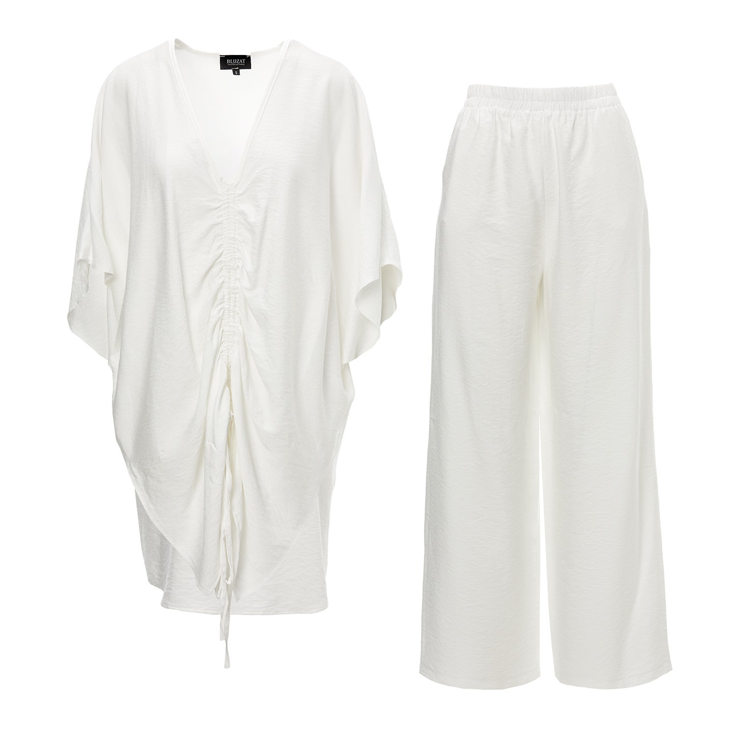 White Set With Blouse And Culottes Trousers Small Bluzat