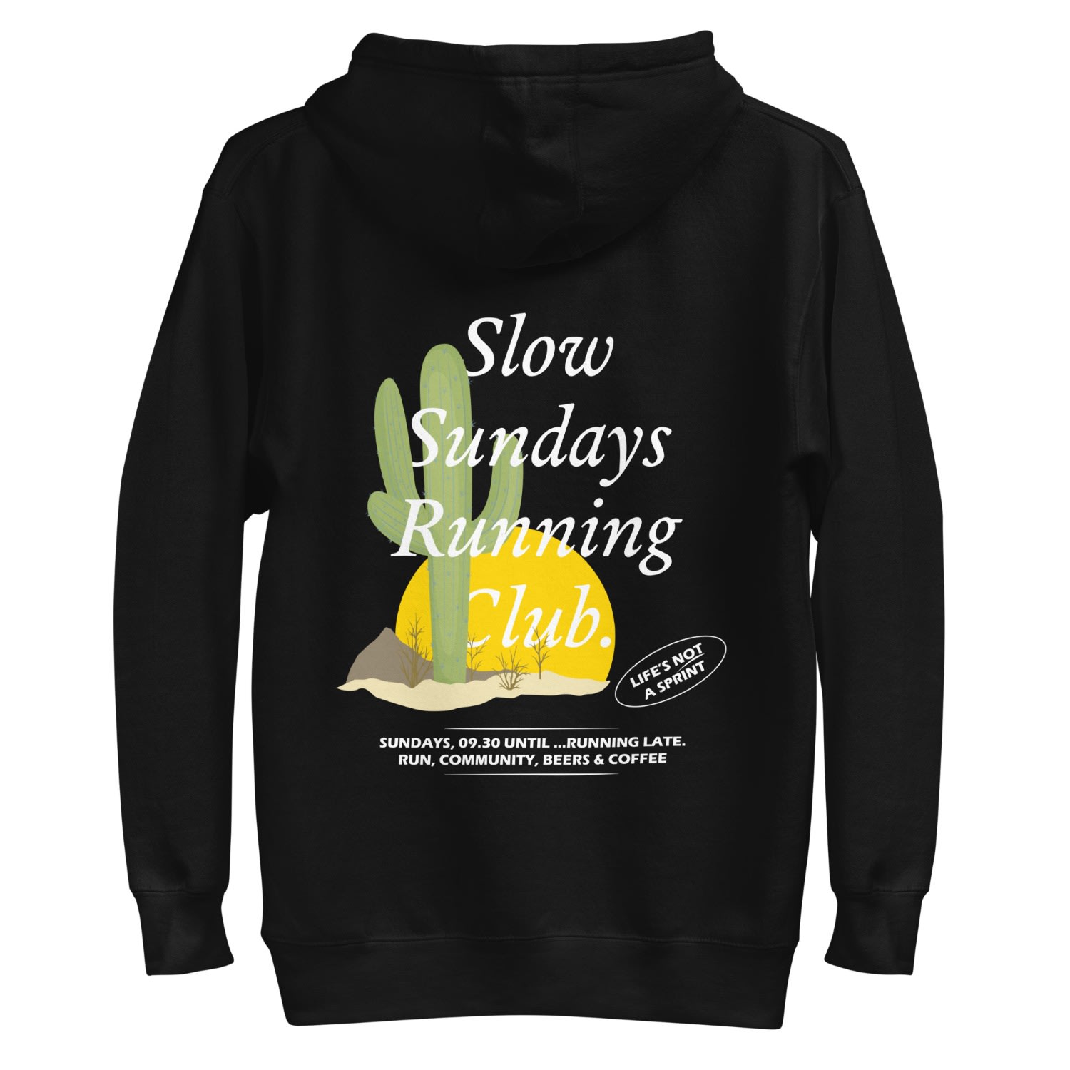 Anchor & Crew Black Cactus Slow Sundays Running Club Cotton Blend Hoodie - Men In Black