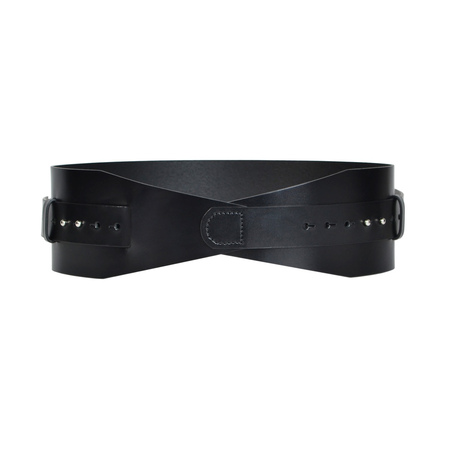 Women’s Black Calliopes Wide Leather Belt Medium Haute Cuir