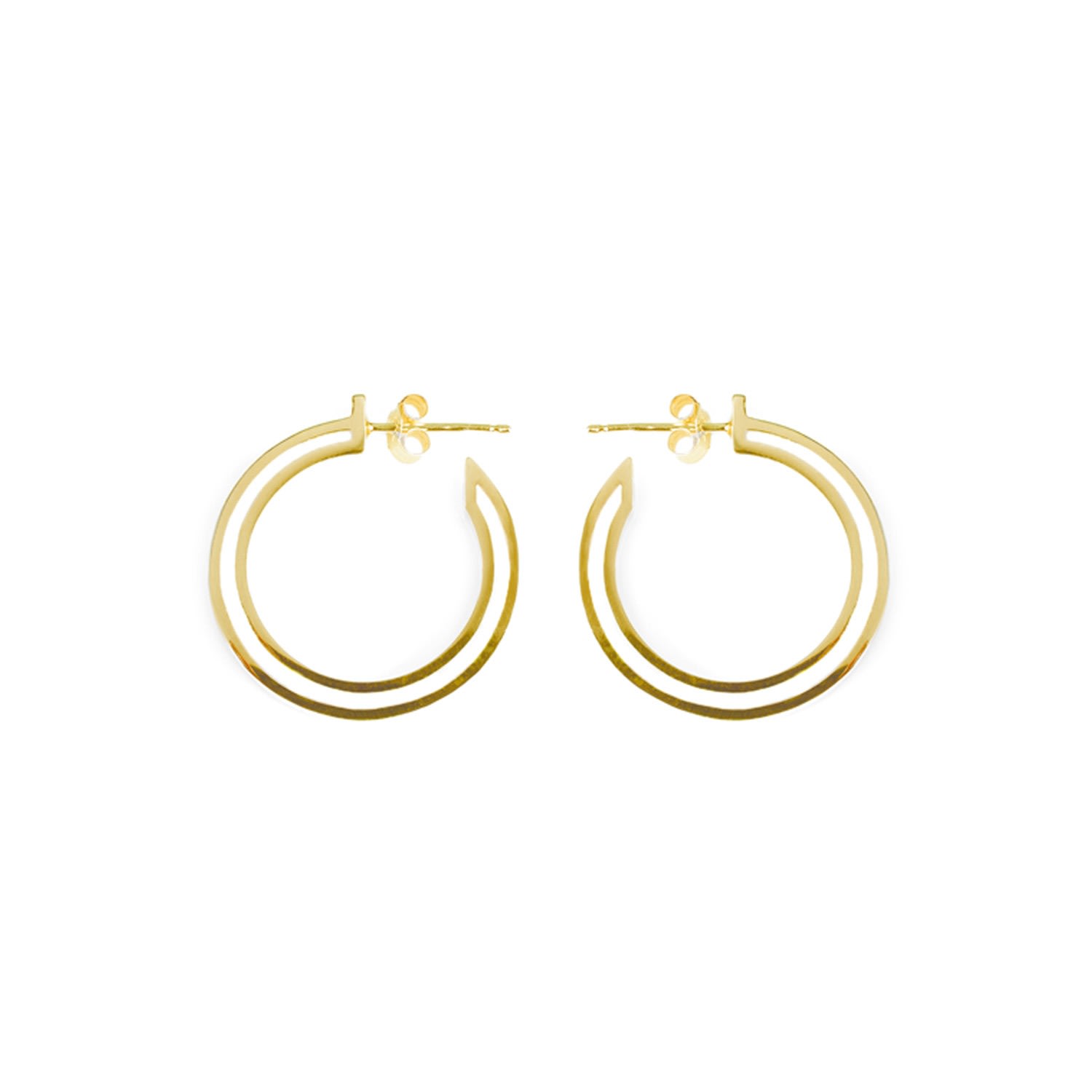 Toolally Women's Small Double Hoops - Gold In Burgundy
