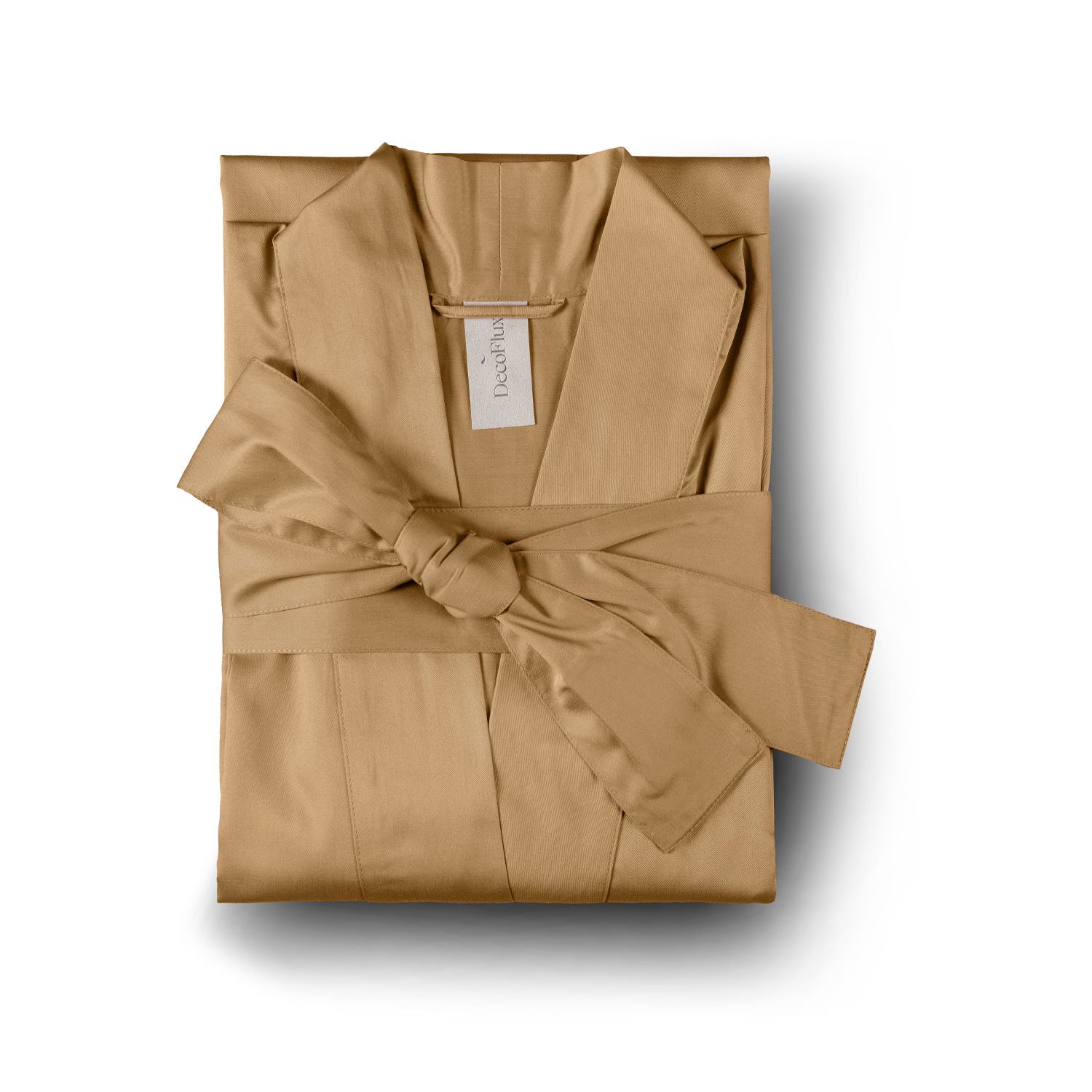 Decoflux Home Women's Gold Cotton Sateen Kimono Bathrobe Solid Cinnamon In Gold