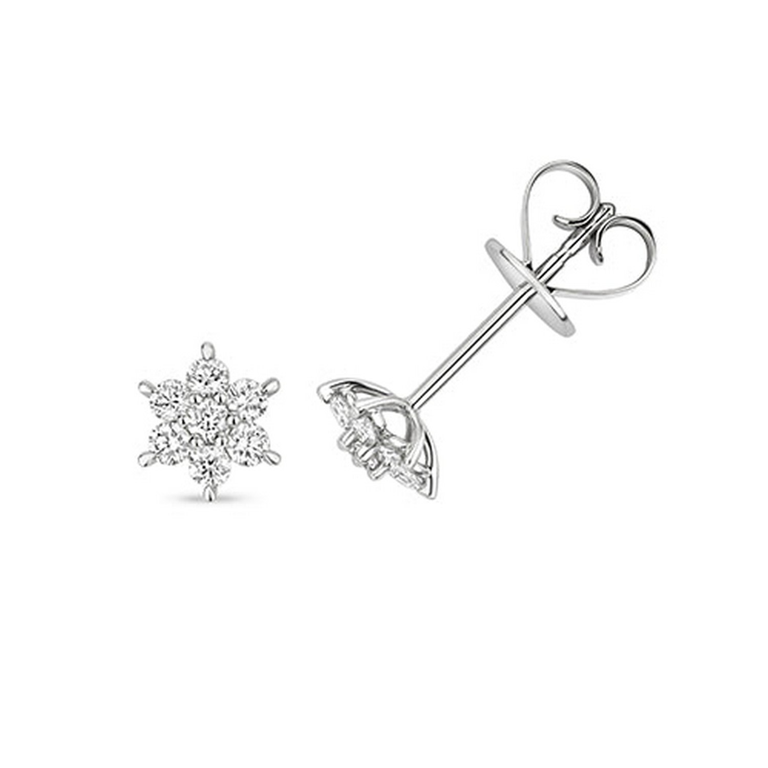 Cervin Blanc Women's Diamond Cluster Earrings In White Gold Studs In White