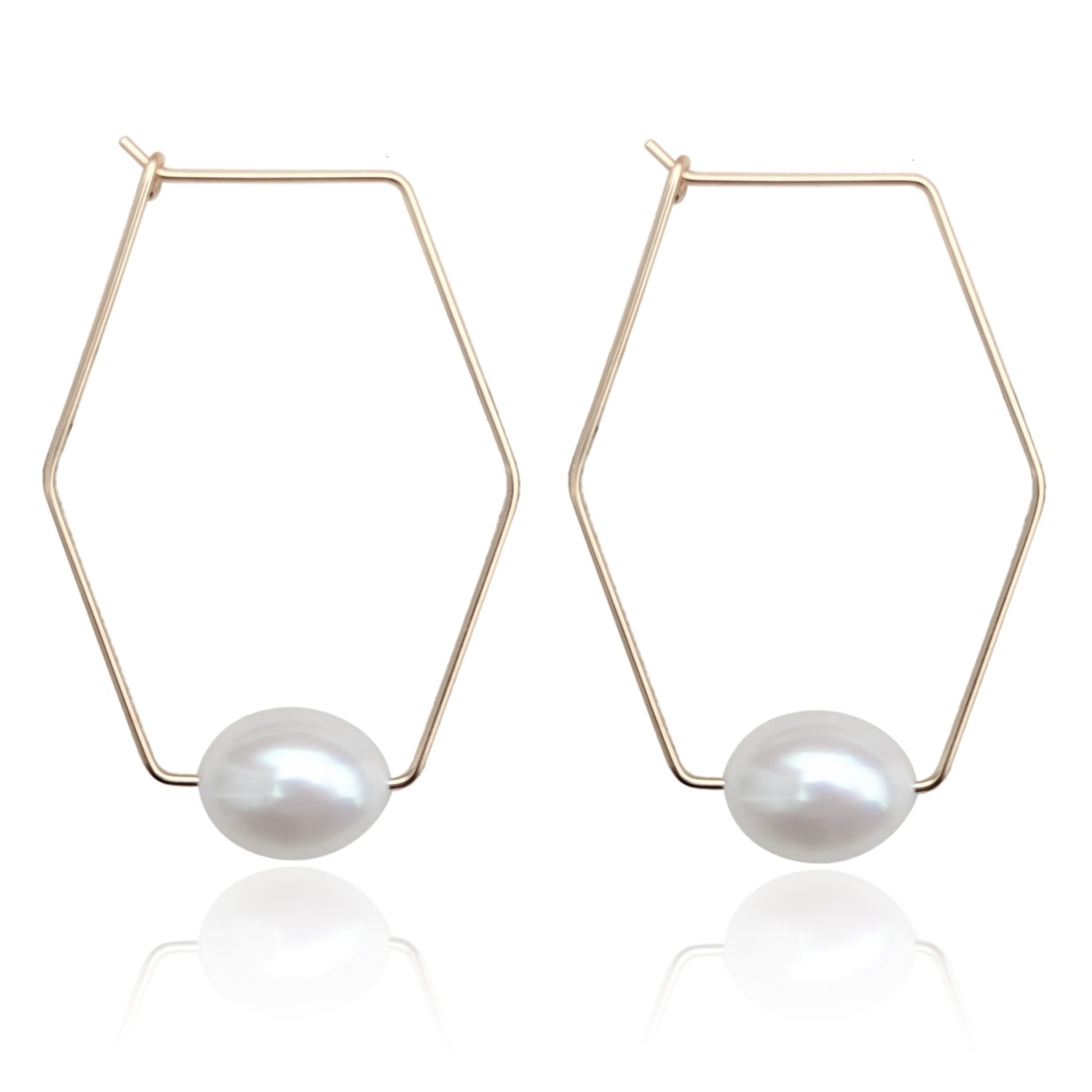 Women’s Sara Geometric Pearl Gold Filled Earrings Kiri & Belle