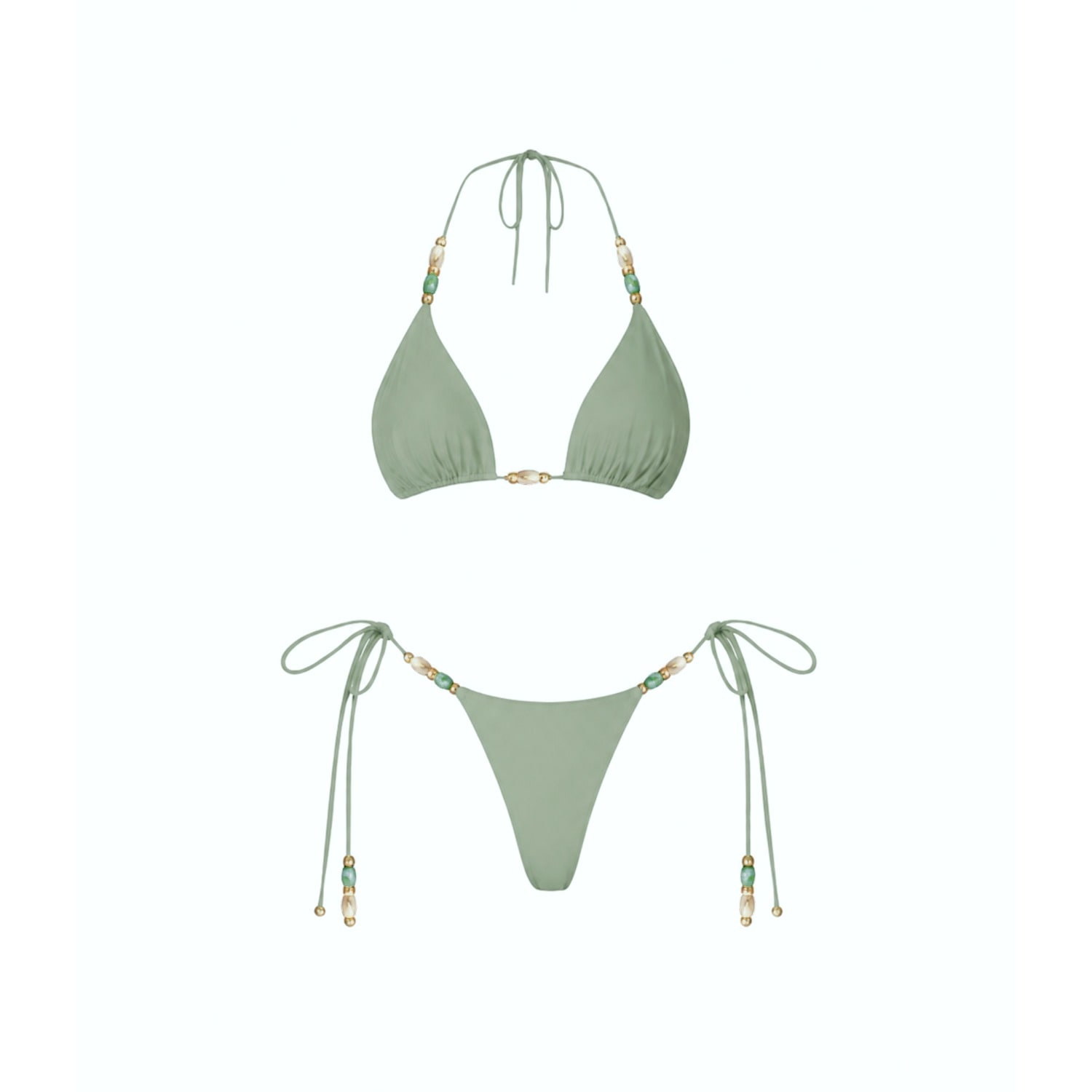 Decolet The Label Women's Green Ella Beaded Bikini In Sage