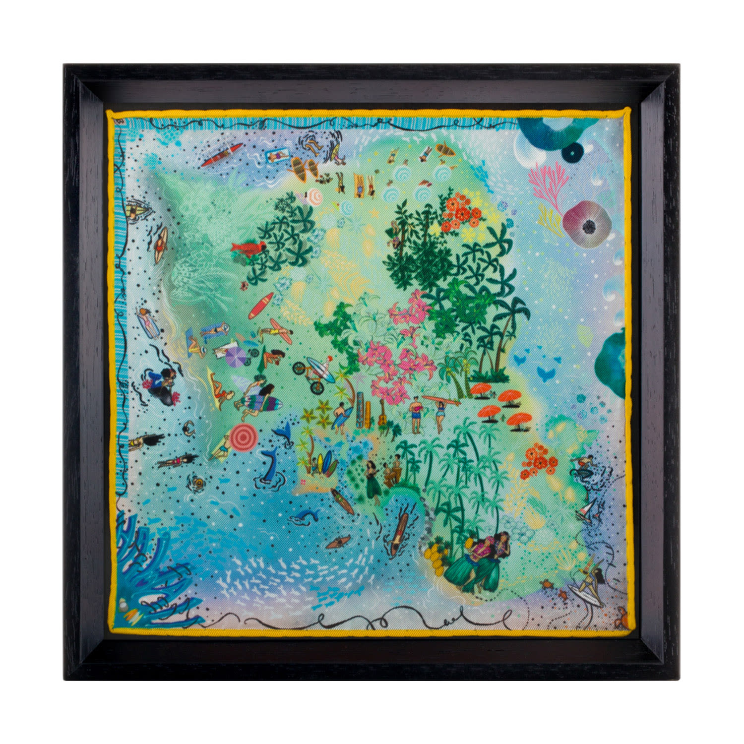 Un Poco Aloha Hawaii Beach Framed Silk